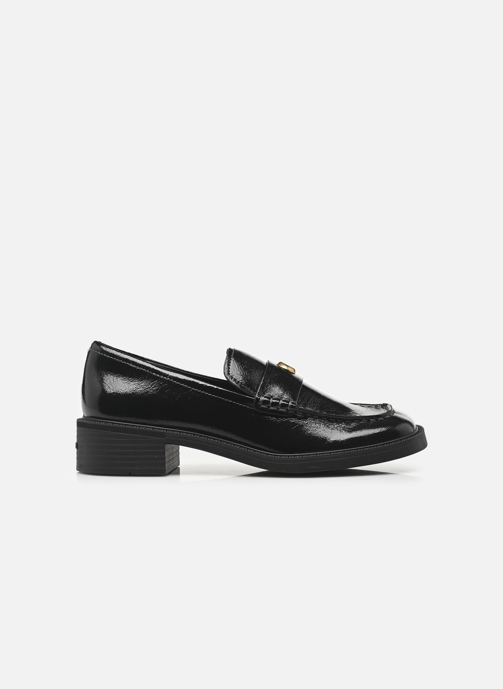 Mocassins glazed leather penny loafer femme noir Coach Mocassins glazed leather penny loafer femme noir Black