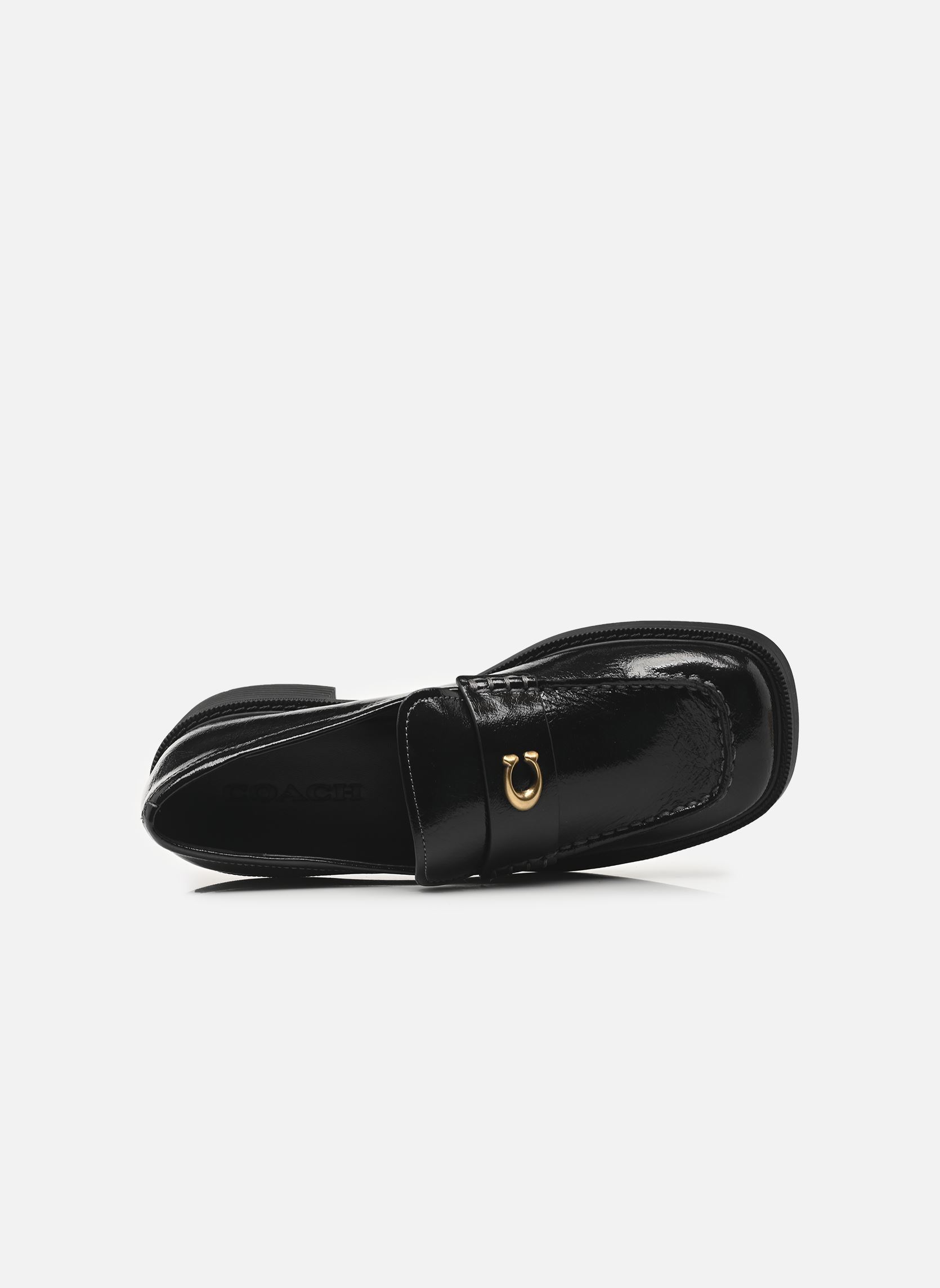 Mocassins glazed leather penny loafer femme noir Coach Mocassins glazed leather penny loafer femme noir Black