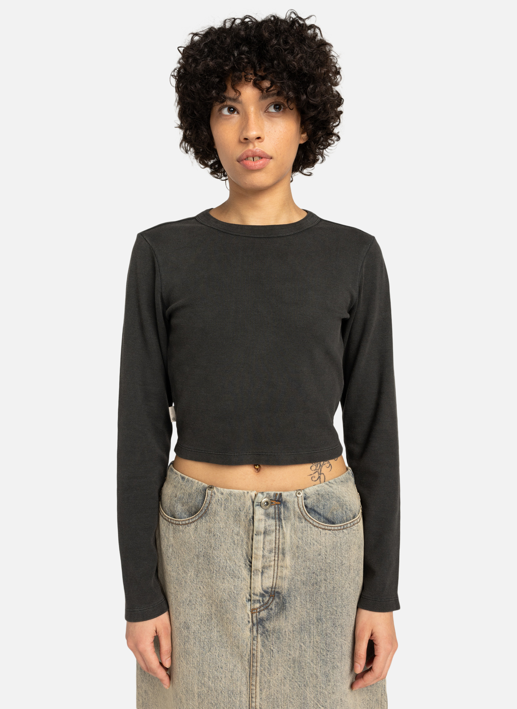 Tee-shirts T-shirt manches longues ICON CROP W femme noir Element Tee-shirts T-shirt manches longues ICON CROP W femme noir Noir