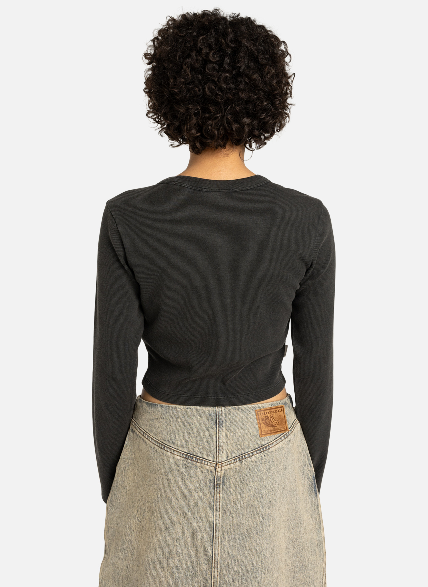 Tee-shirts T-shirt manches longues ICON CROP W femme noir Element Tee-shirts T-shirt manches longues ICON CROP W femme noir Noir