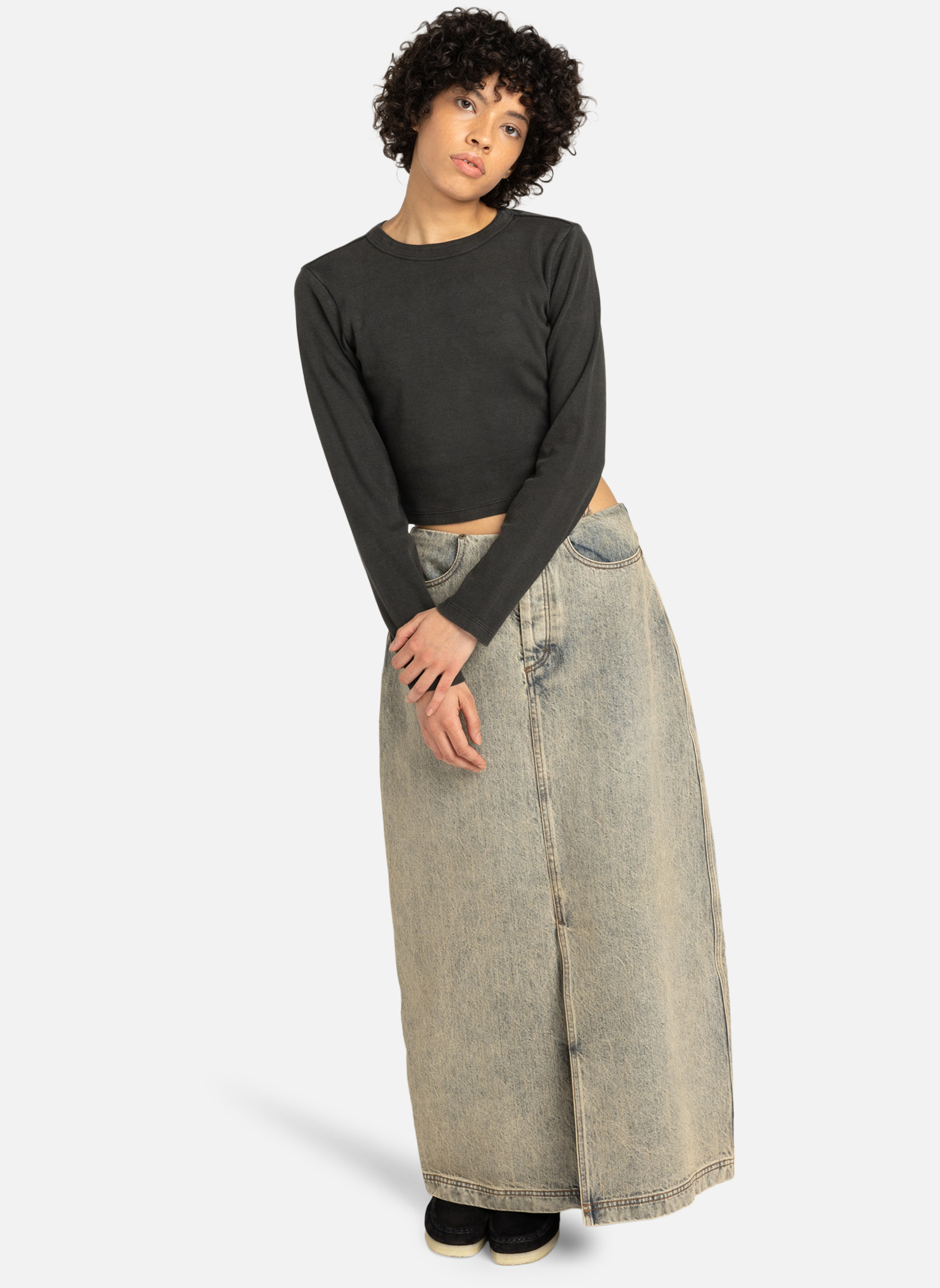 Tee-shirts T-shirt manches longues ICON CROP W femme noir Element Tee-shirts T-shirt manches longues ICON CROP W femme noir Noir