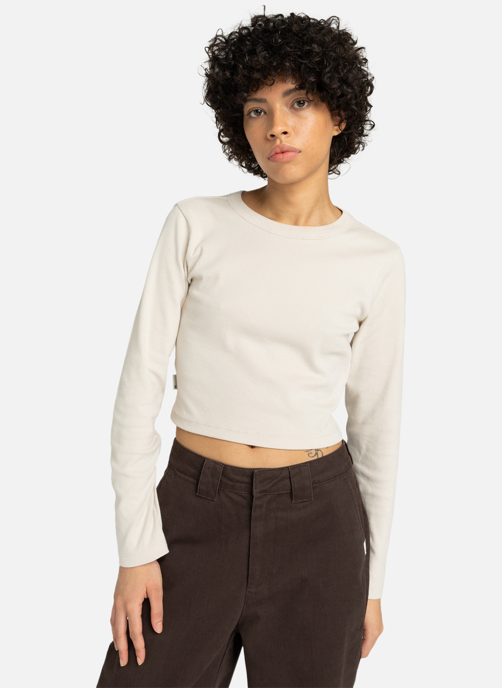 Tee-shirts T-shirt manches longues ICON CROP W femme beige Element Tee-shirts T-shirt manches longues ICON CROP W femme beige Beige
