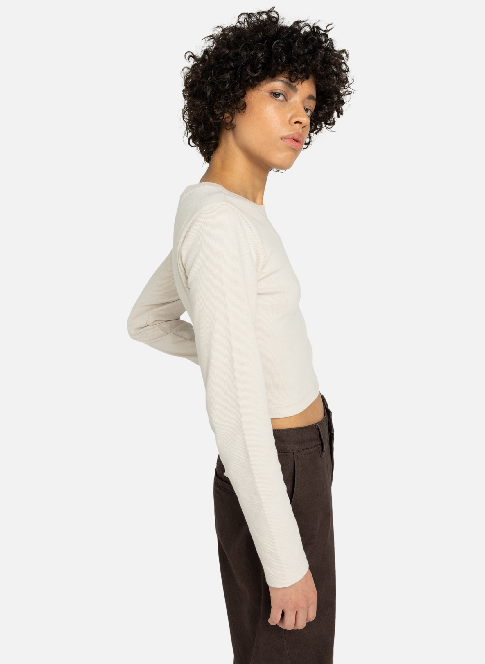Tee-shirts T-shirt manches longues ICON CROP W femme beige Element Tee-shirts T-shirt manches longues ICON CROP W femme beige Beige
