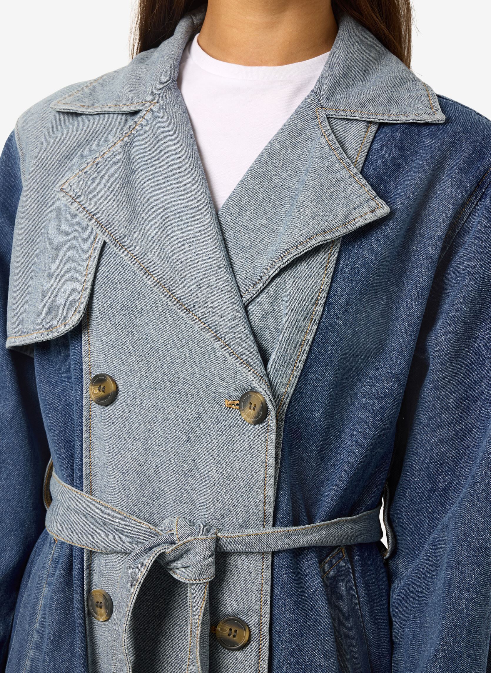 Trench-coats NMARIZONA DENIM TRENCHCOAT DD femme bleu Noisy May Trench-coats NMARIZONA DENIM TRENCHCOAT DD femme bleu Dark Blue Denim
