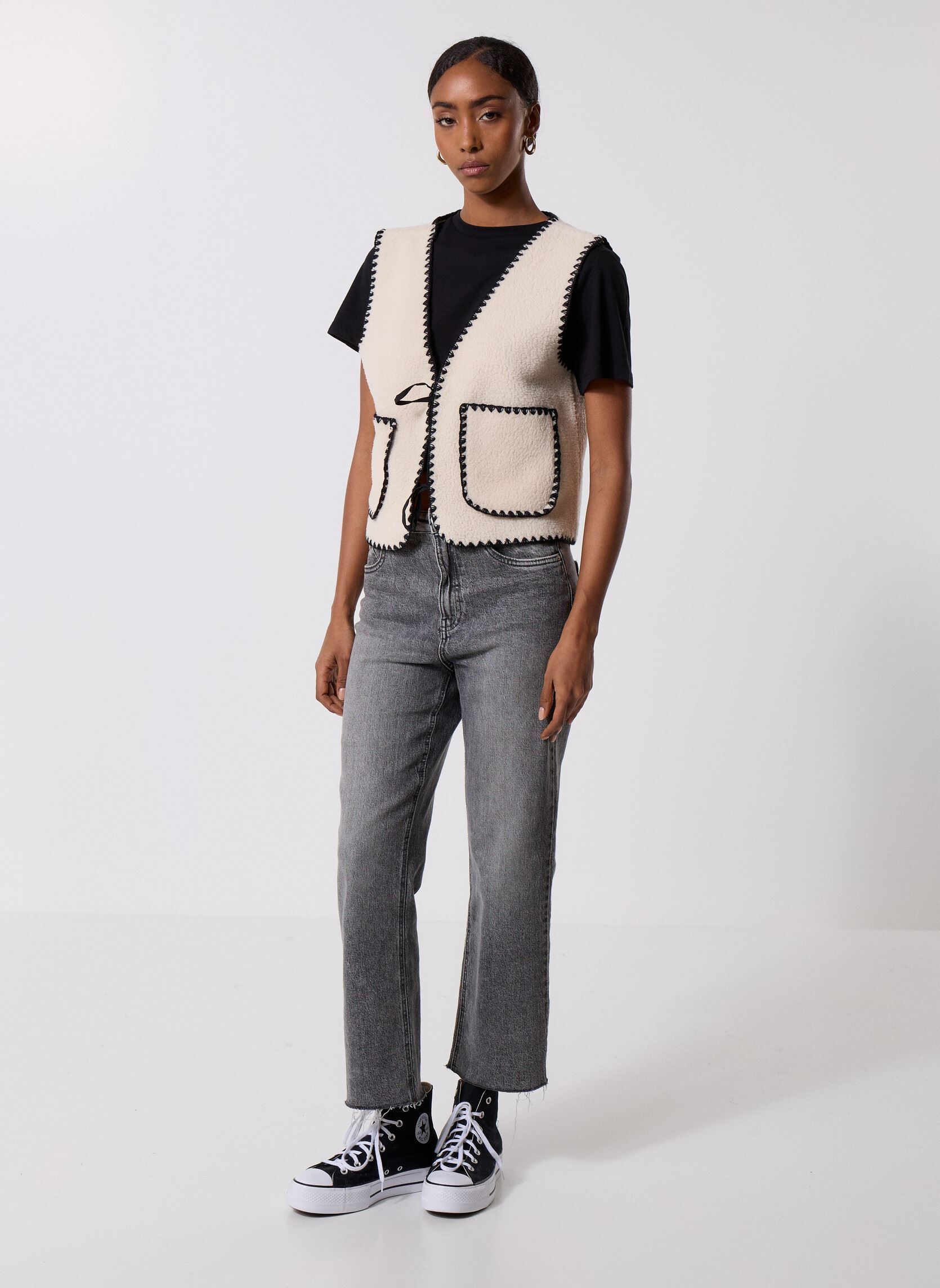 Gilets NMFUZZY S/L TIE VEST femme beige Noisy May Gilets NMFUZZY S/L TIE VEST femme beige Birch