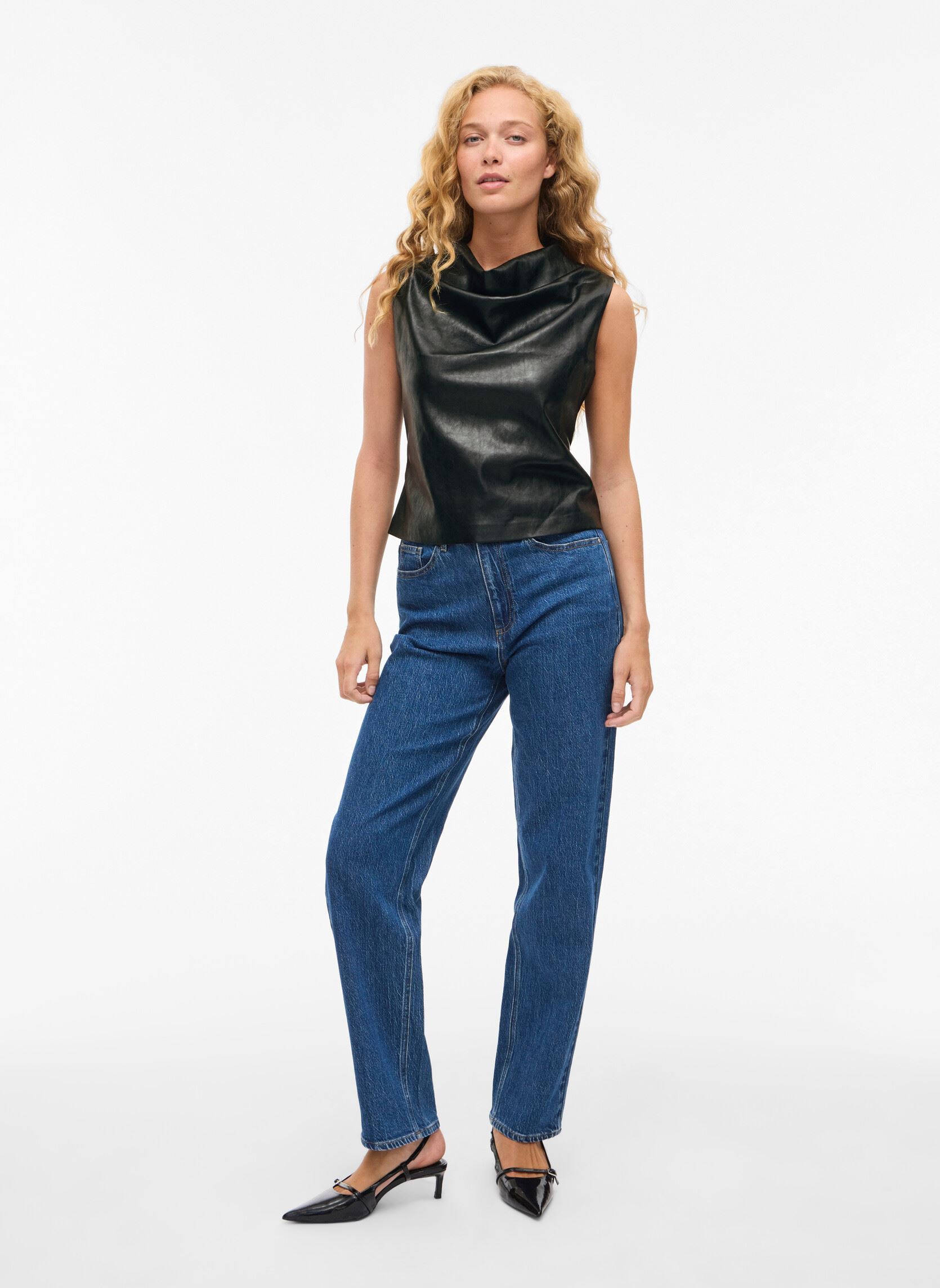 Tops VIELANA S/L DRAPED TOP damen schwarz Vila Tops VIELANA S/L DRAPED TOP damen schwarz Black