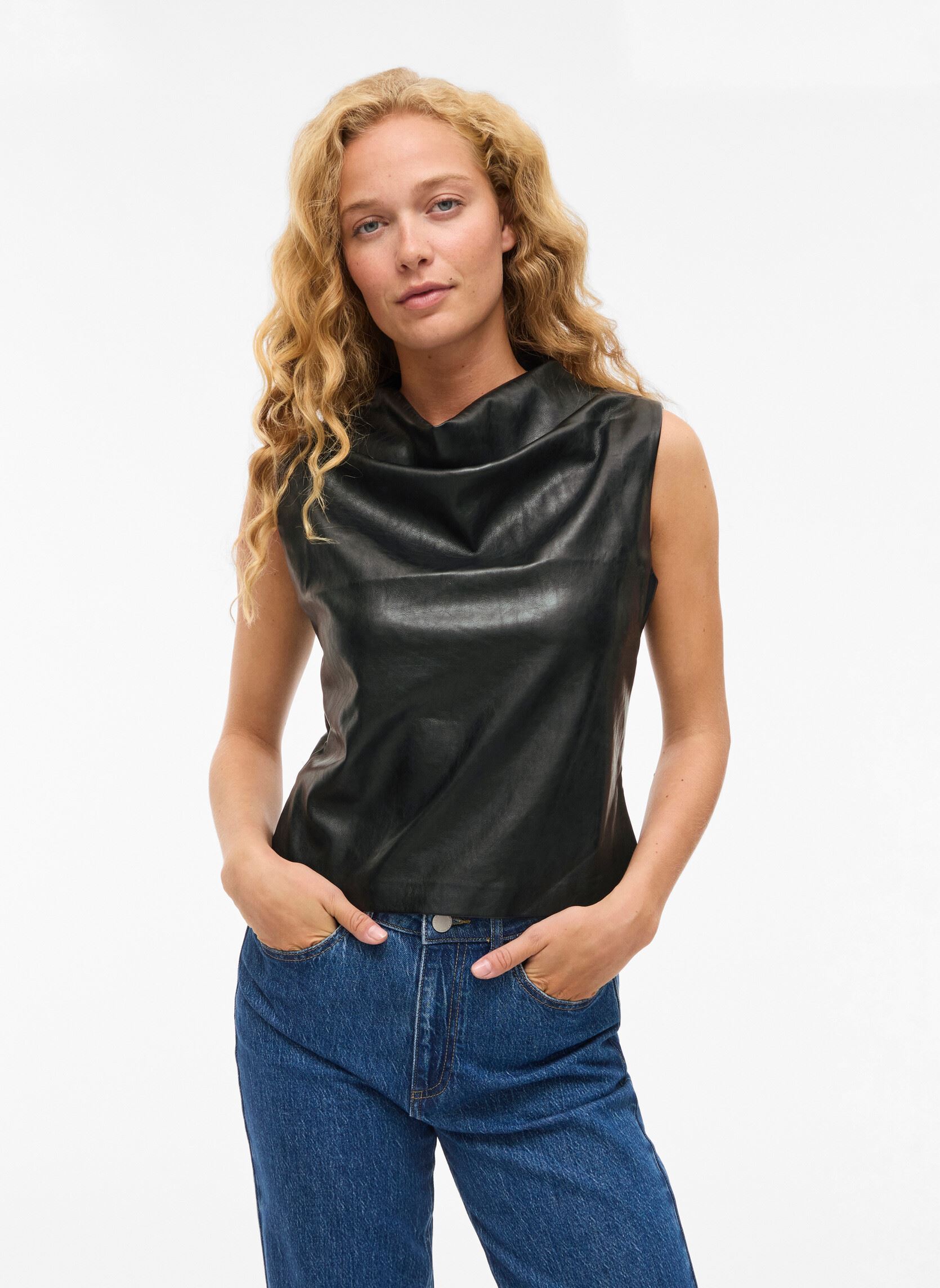 Tops VIELANA S/L DRAPED TOP damen schwarz Vila Tops VIELANA S/L DRAPED TOP damen schwarz Black