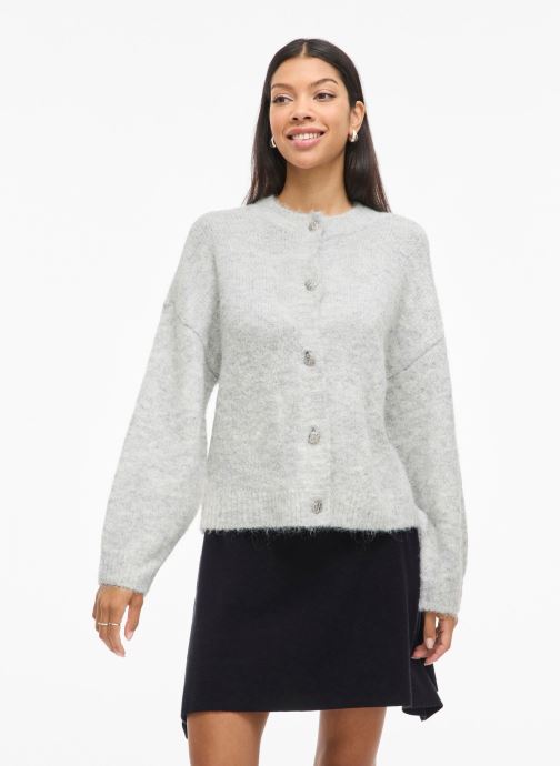 Vila Gilets VIMARLEY L/S BUTTON DETAIL CARDIGAN femme gris
