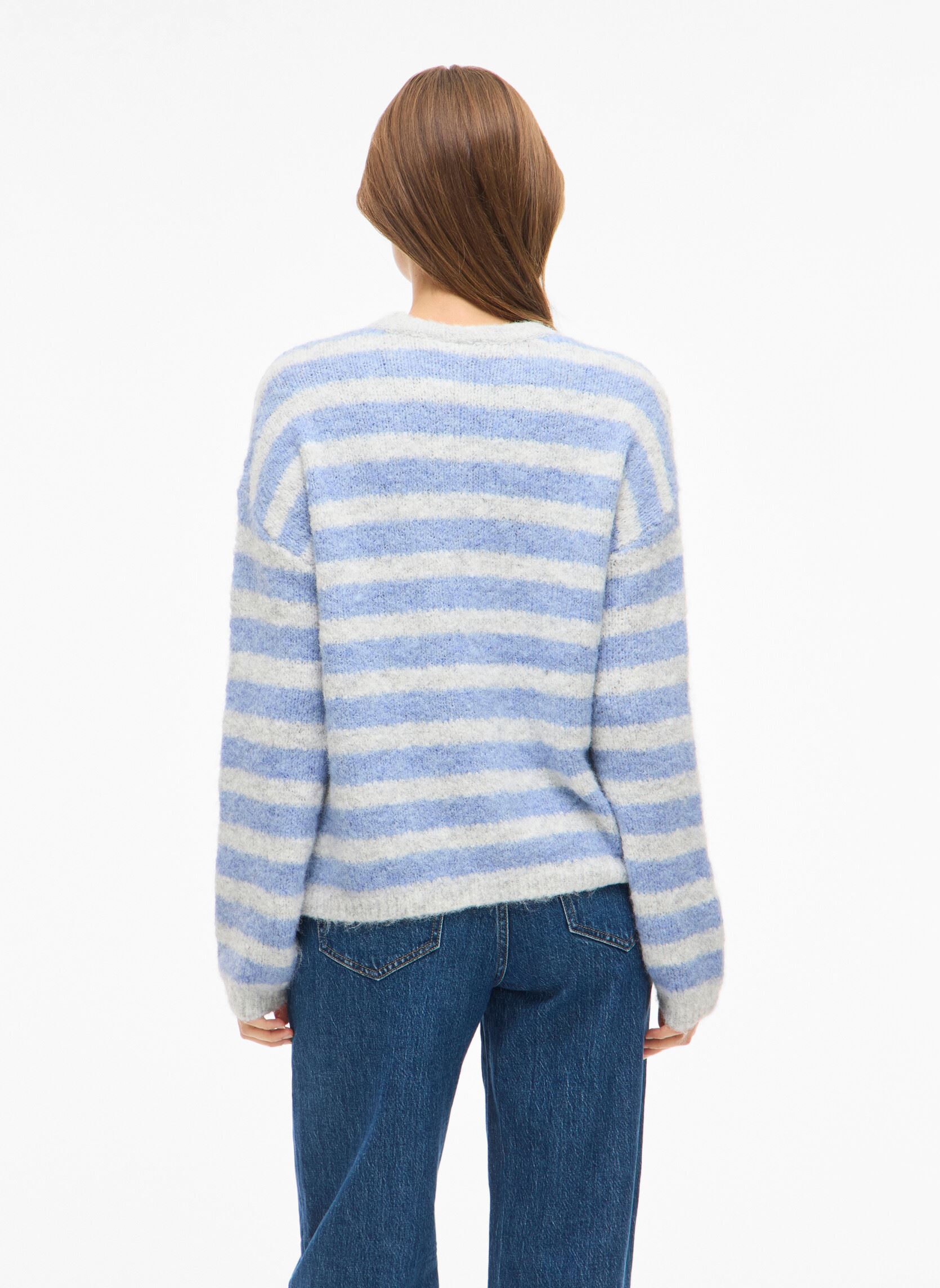 Pullover VIMARLEY L/S STRIPED KNIT PULLOVER damen grau Vila Pullover VIMARLEY L/S STRIPED KNIT PULLOVER damen grau Light Grey Melange