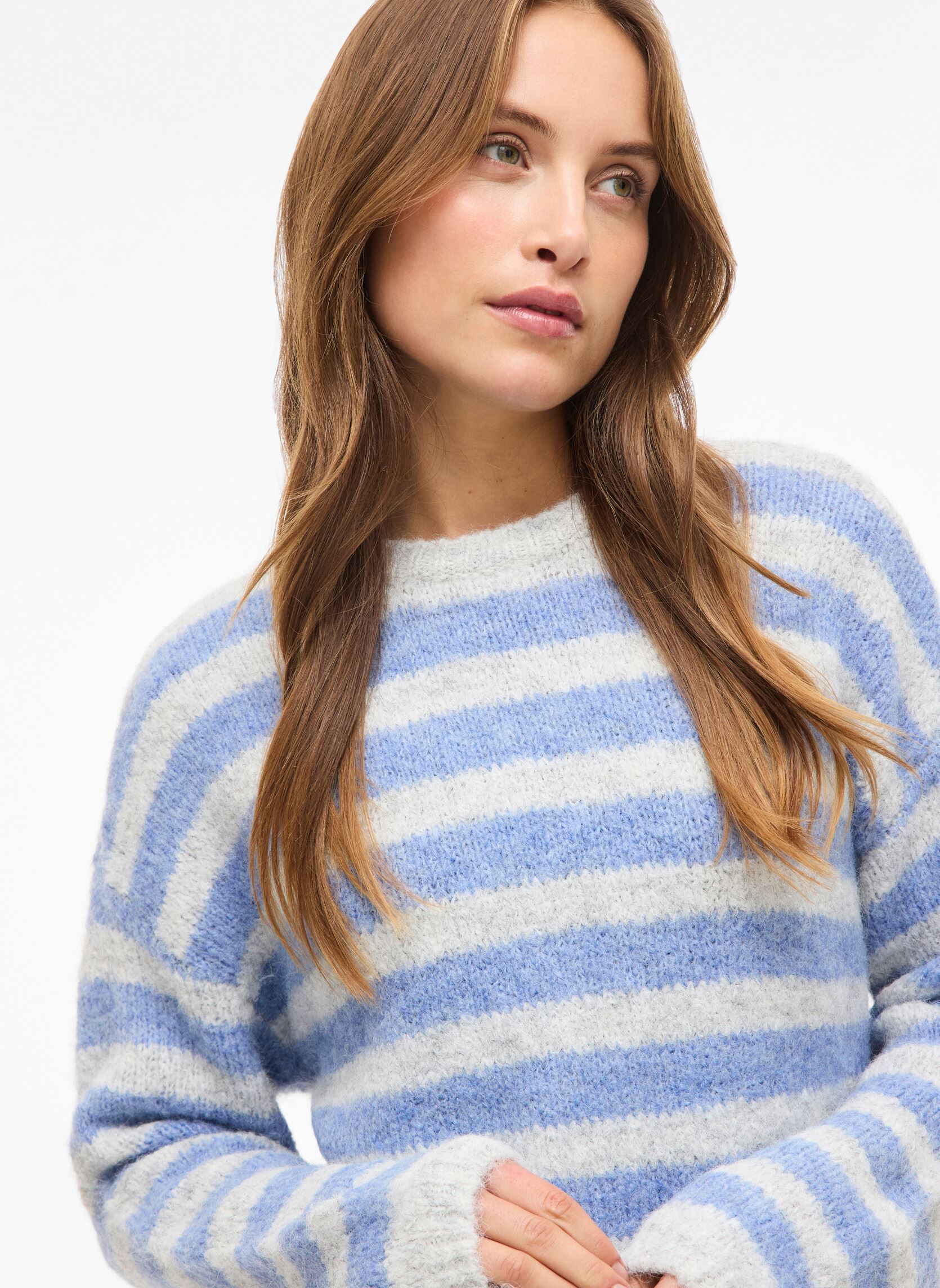 Pull femme en polaire épaisse pour l'hiver - Gris - Col rond ample
