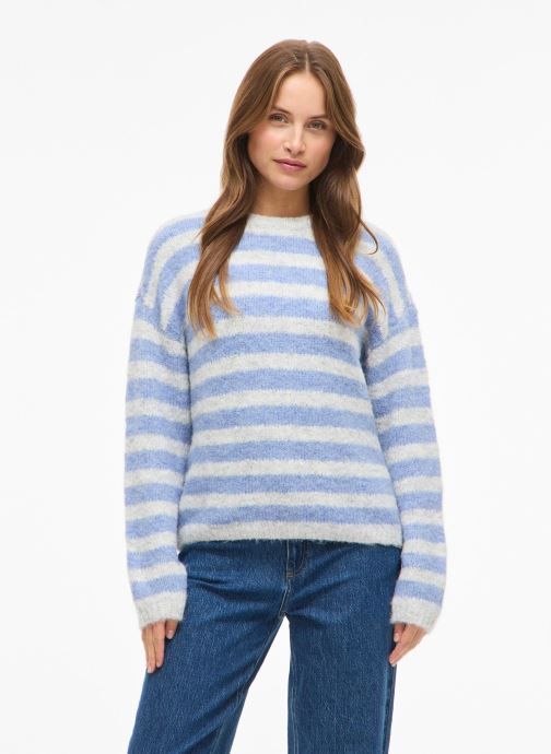 Vila Pulls VIMARLEY L/S STRIPED KNIT PULLOVER femme gris