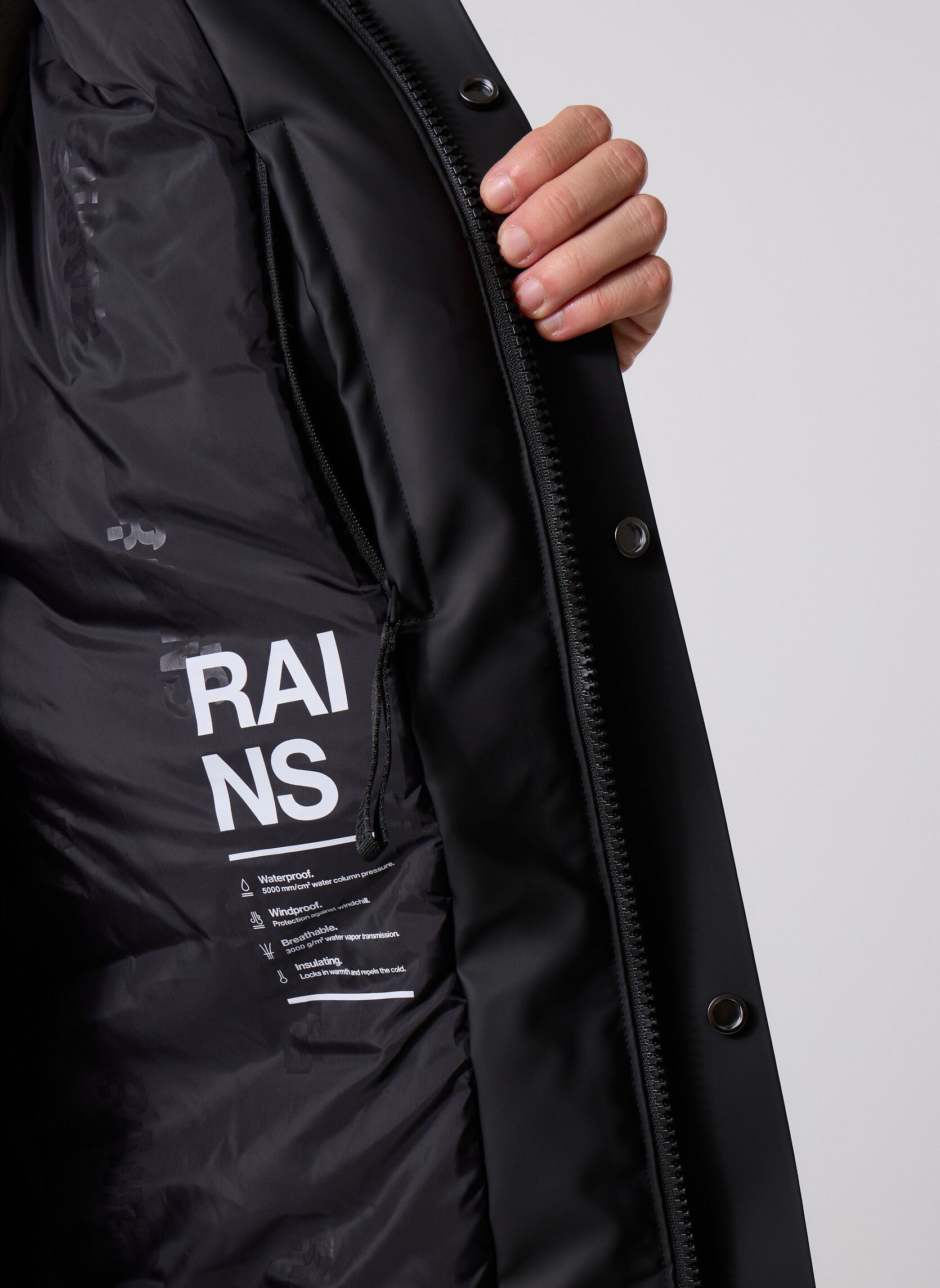 Wasserdichte Jacken Nome Long Parka W3T3 - Unisex M herren schwarz Rains Wasserdichte Jacken Nome Long Parka W3T3 - Unisex M herren schwarz BLACK
