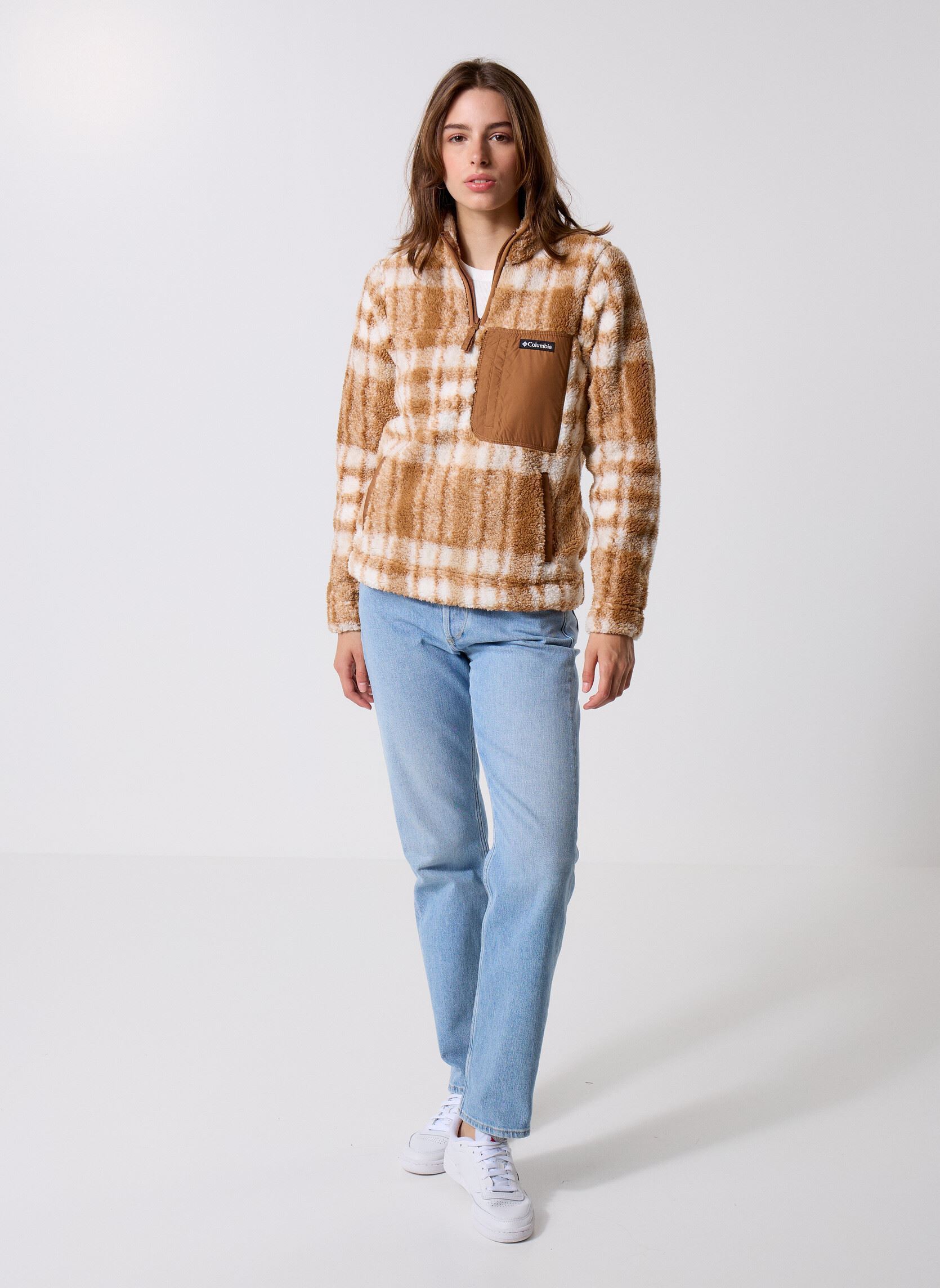 Fleece truien West Bend 1/4 Zip II dames bruin Columbia Fleece truien West Bend 1/4 Zip II dames bruin CAMEL BROWN HERRINGPLAID