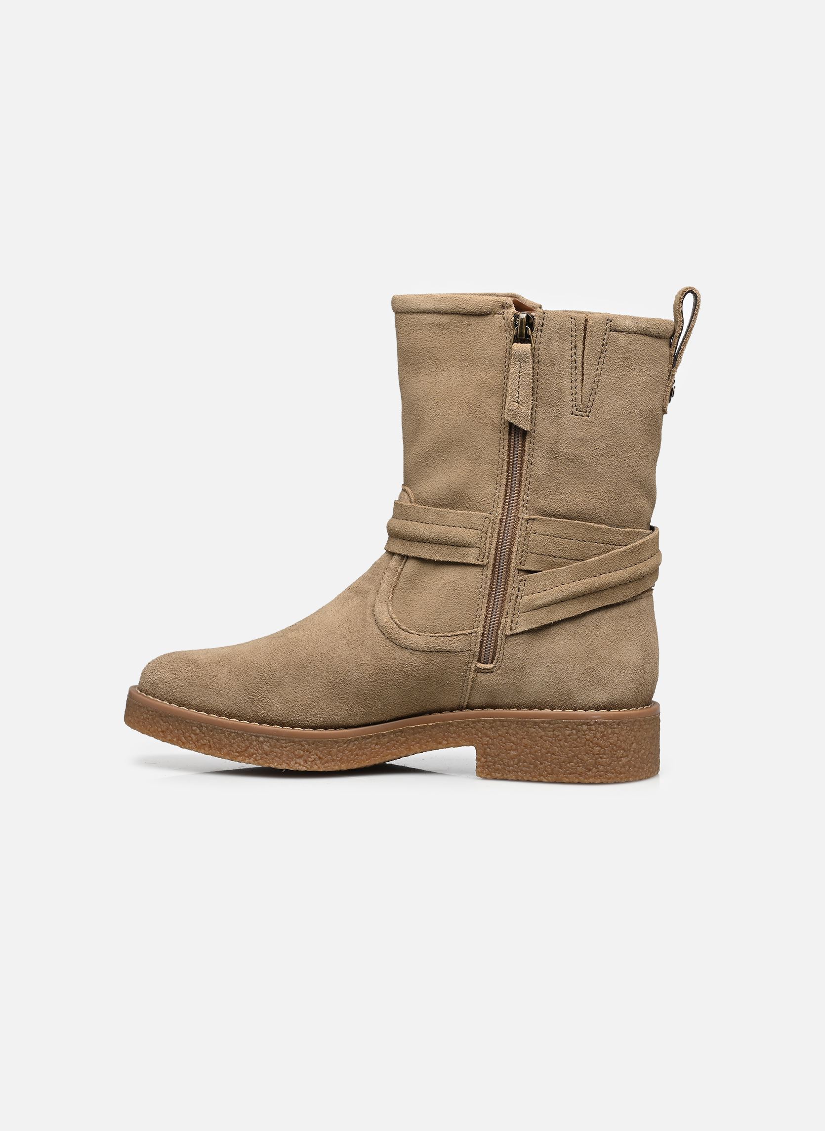 Bottines motardes Nella Mid femme marron Clarks Bottines motardes Nella Mid femme marron DARK SAND SUEDE