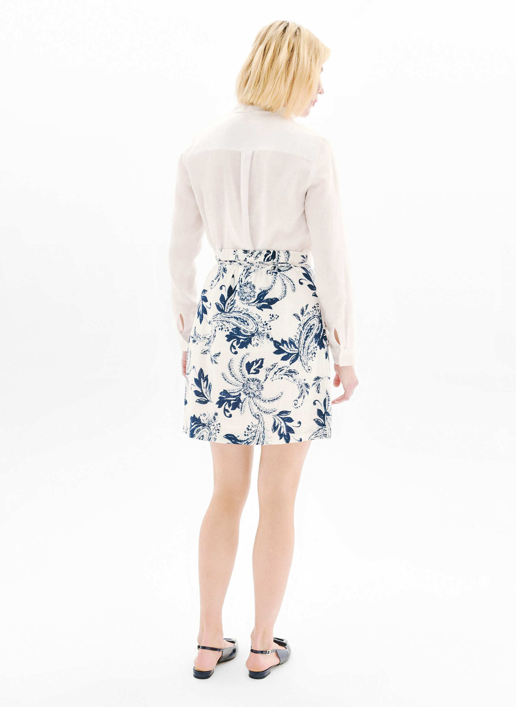 Jupes mi-longues 252J-JOUDE femme blanc Caroll Jupes mi-longues 252J-JOUDE femme blanc Blanc & bleu