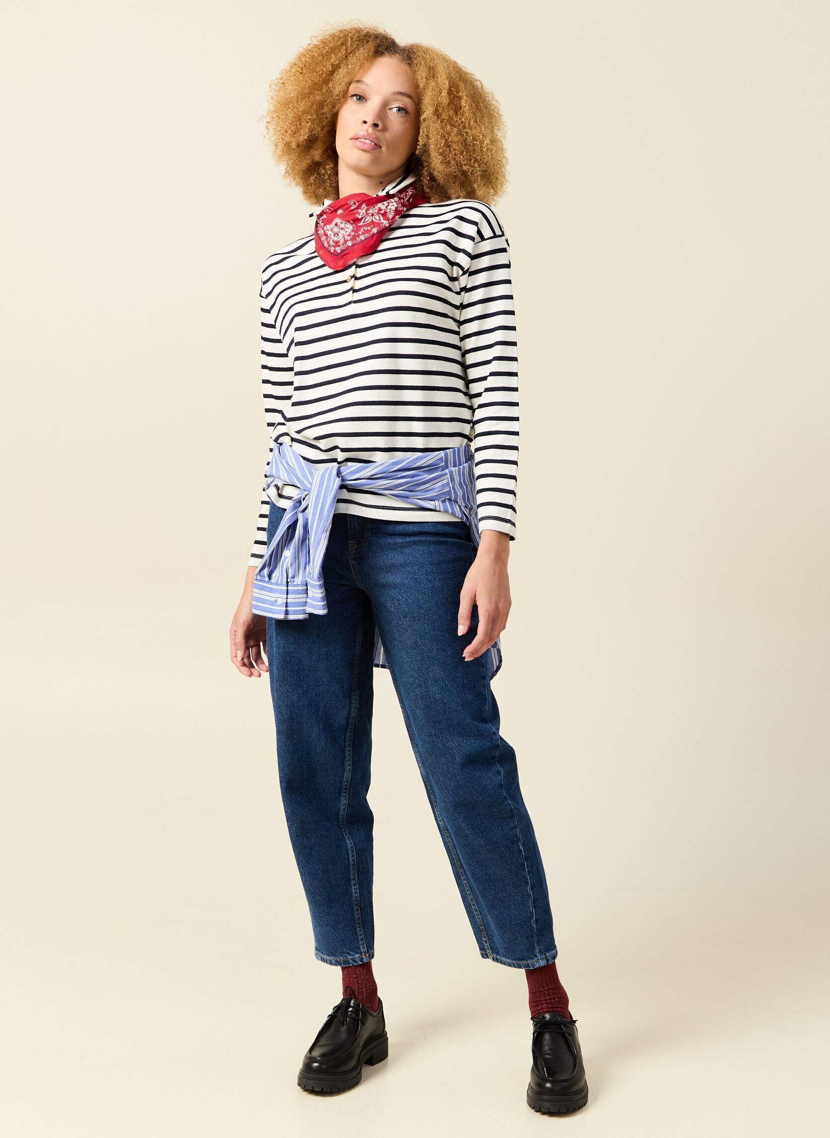 Polo a maniche lunghe RAYELONF donna bianco Bonobo Polo a maniche lunghe RAYELONF donna bianco CLOUD DANCER