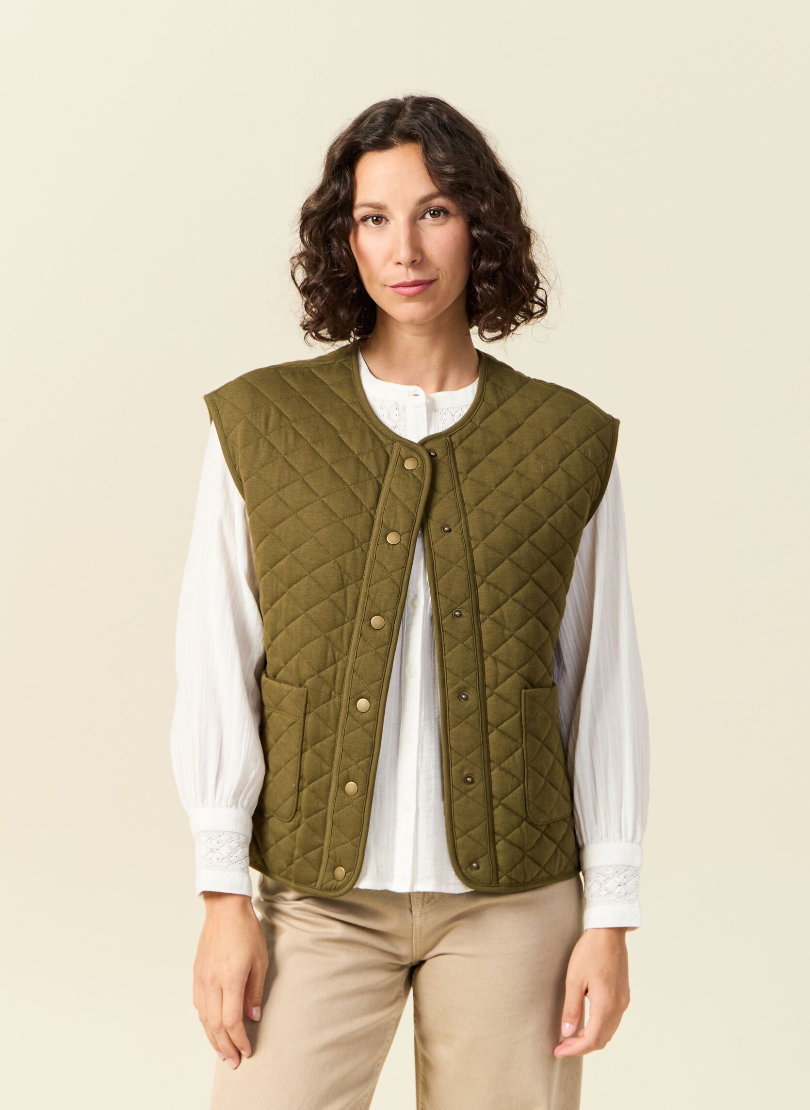 Gilets LALAGILF femme vert Bonobo Gilets LALAGILF femme vert MILITARY OLIVE