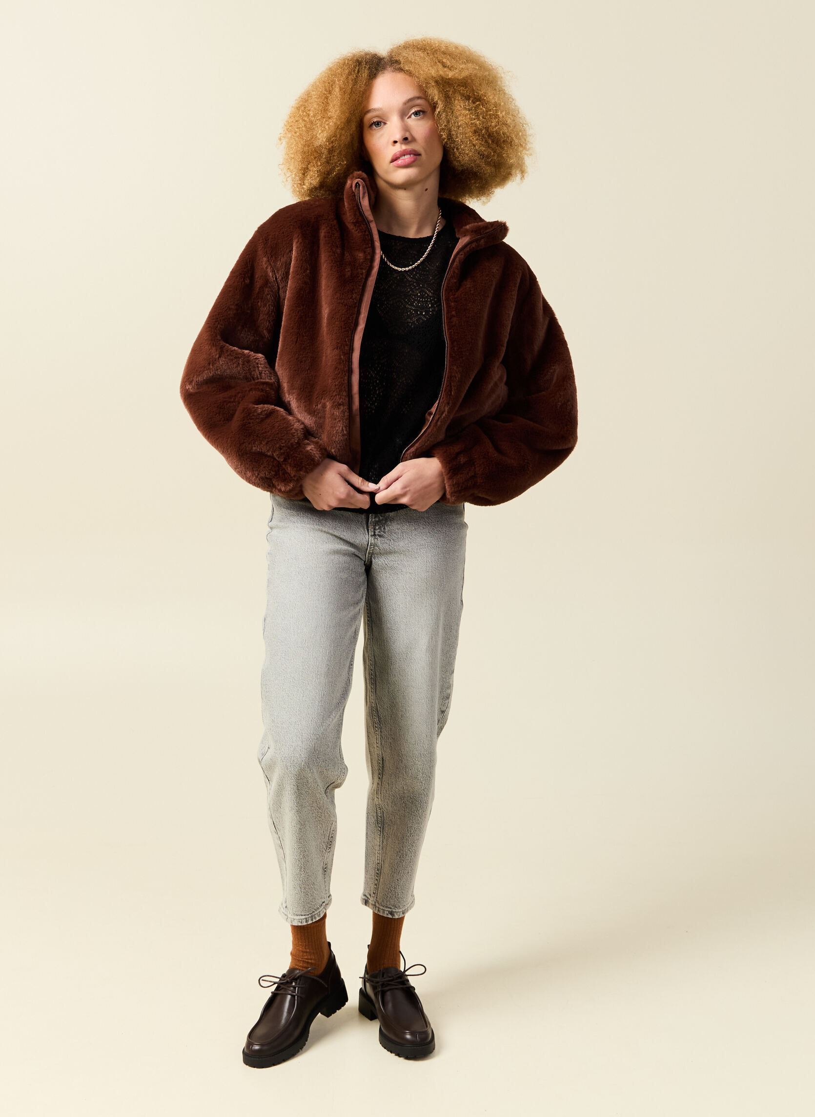 Pelzmäntel BOXYFURF damen braun Bonobo Pelzmäntel BOXYFURF damen braun CHOCOLATE FONDANT