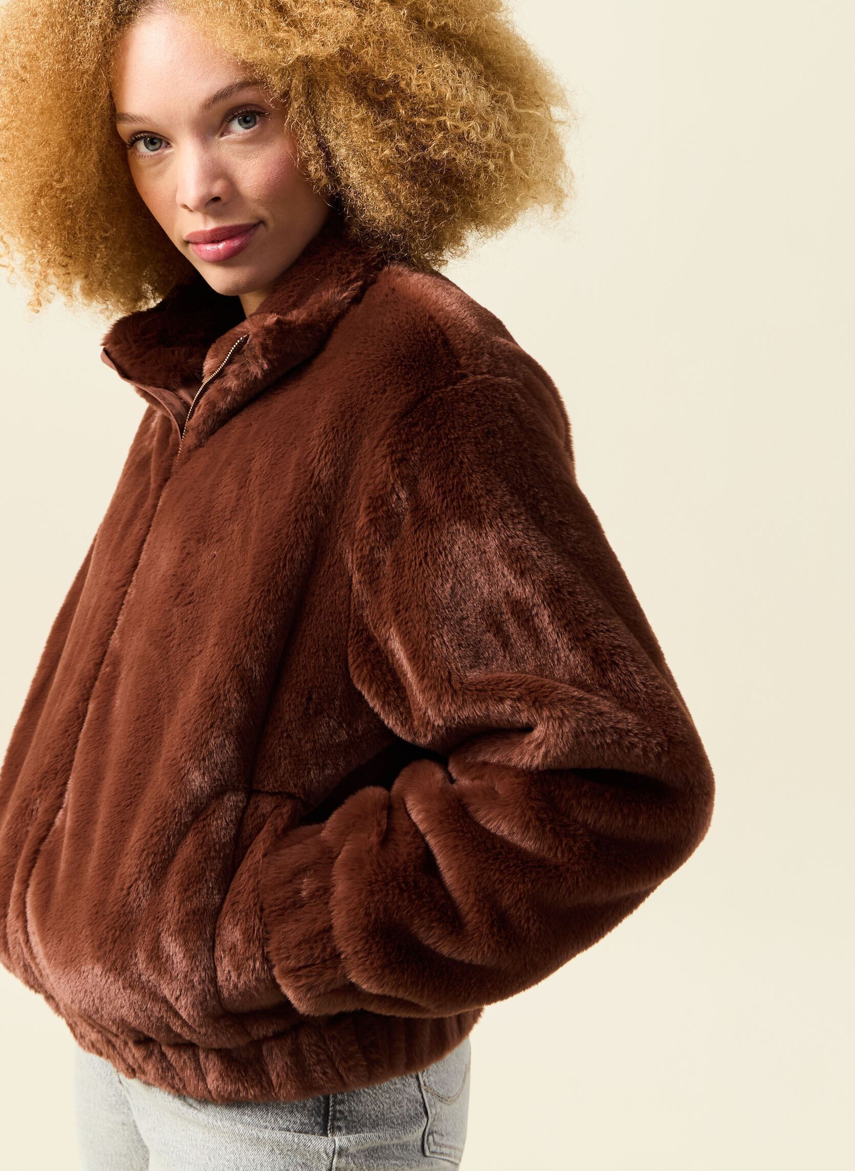 Pelzmäntel BOXYFURF damen braun Bonobo Pelzmäntel BOXYFURF damen braun CHOCOLATE FONDANT