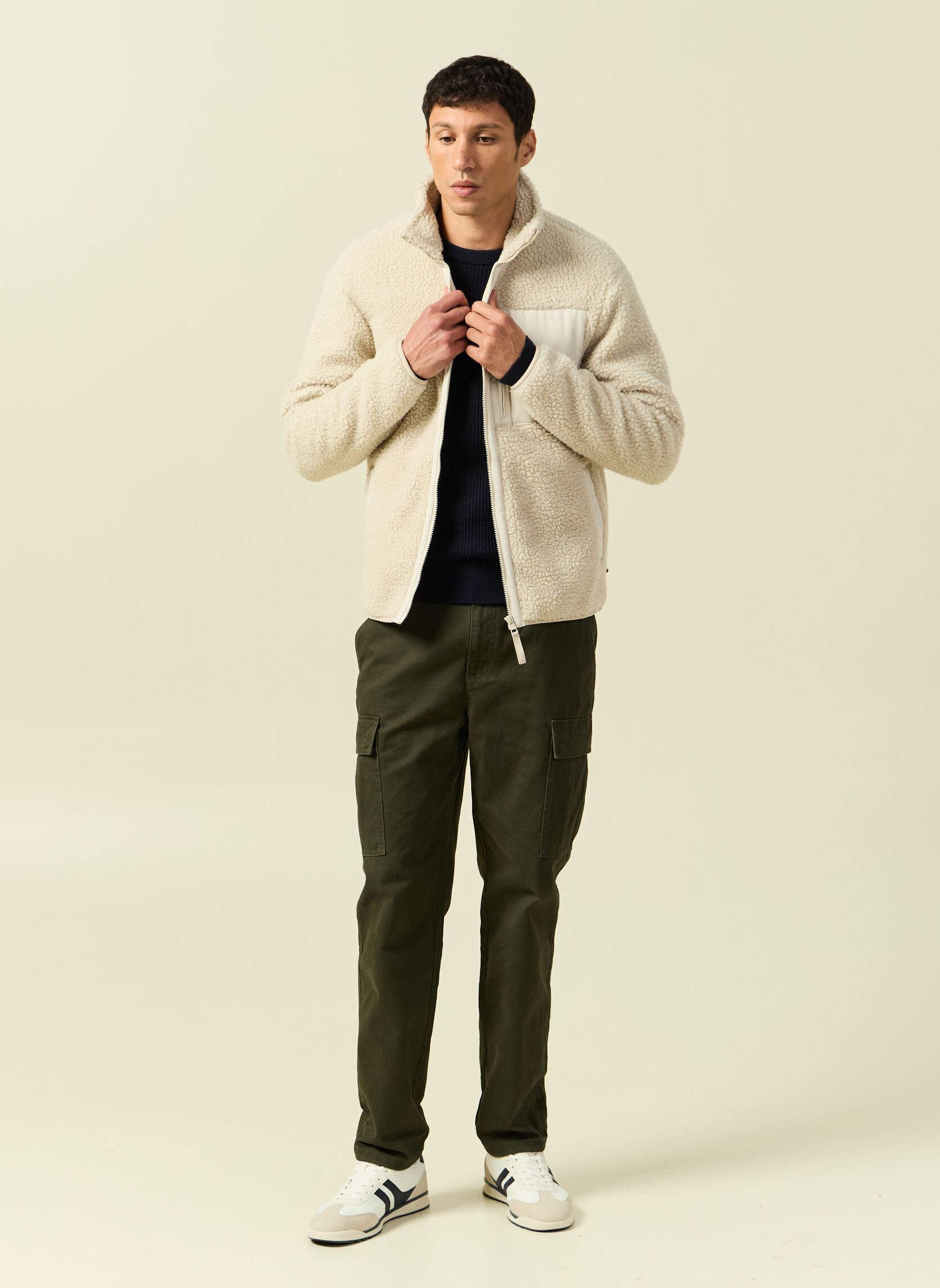 Vesten SHERPCOLORH heren beige Bonobo Vesten SHERPCOLORH heren beige OATMEAL