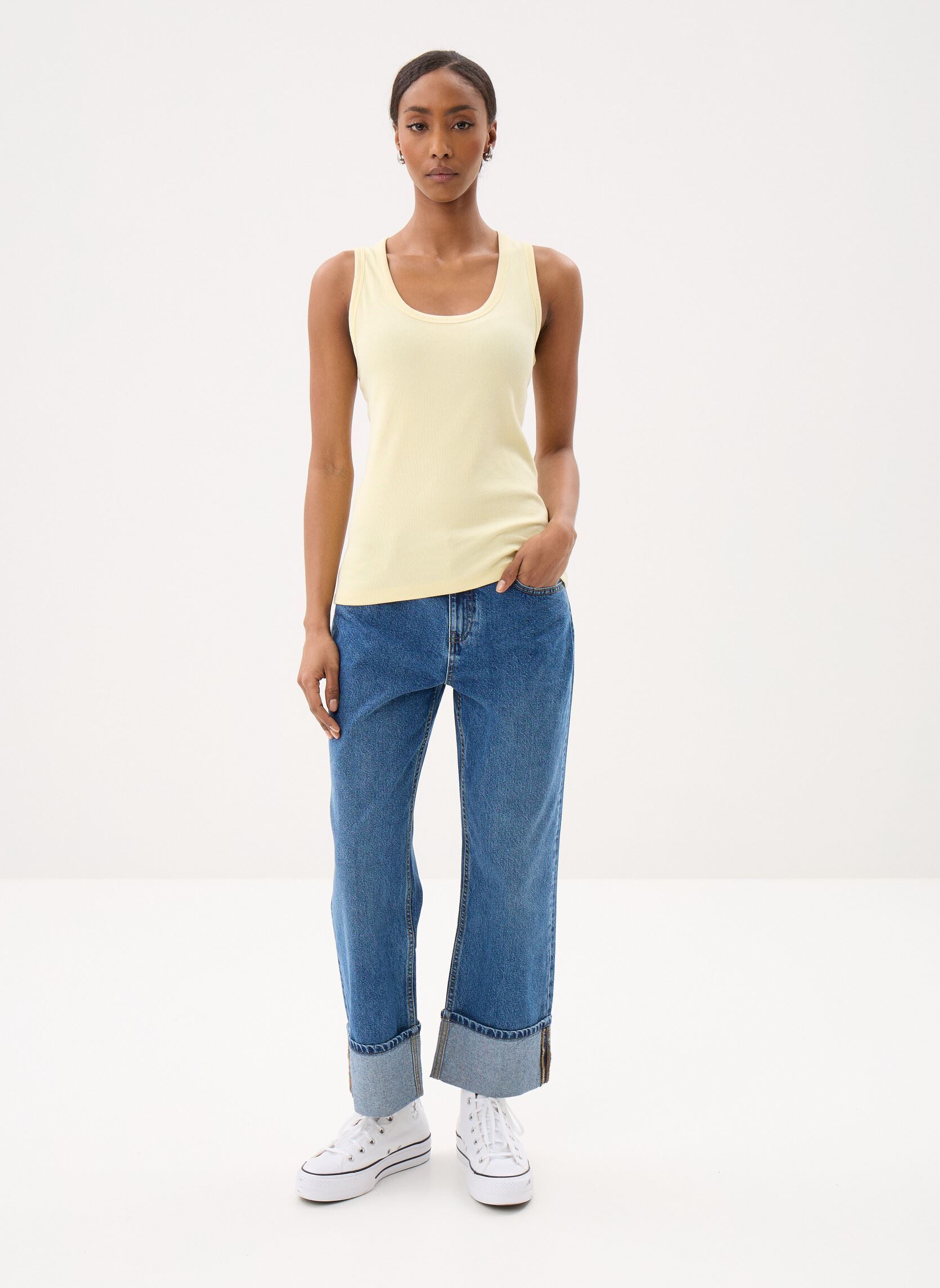 Kurzarm-T-Shirts DEBARDEUR-UNI damen gelb MADE BY Kurzarm-T-Shirts DEBARDEUR-UNI damen gelb PASTEL YELLOW