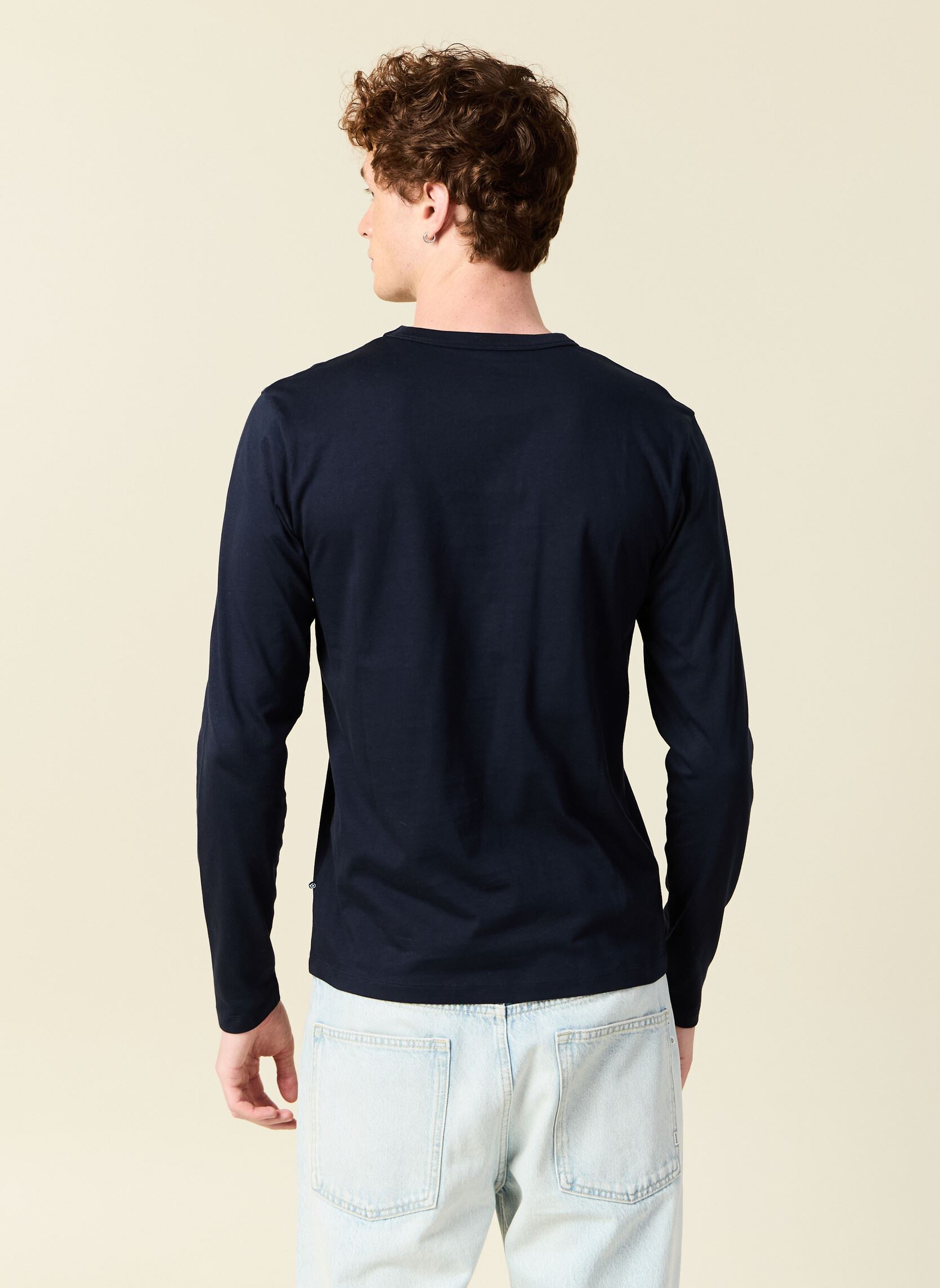 T-shirts met lange mouwen PERFECTLONGH heren blauw Bonobo T-shirts met lange mouwen PERFECTLONGH heren blauw SKY CAPTAIN