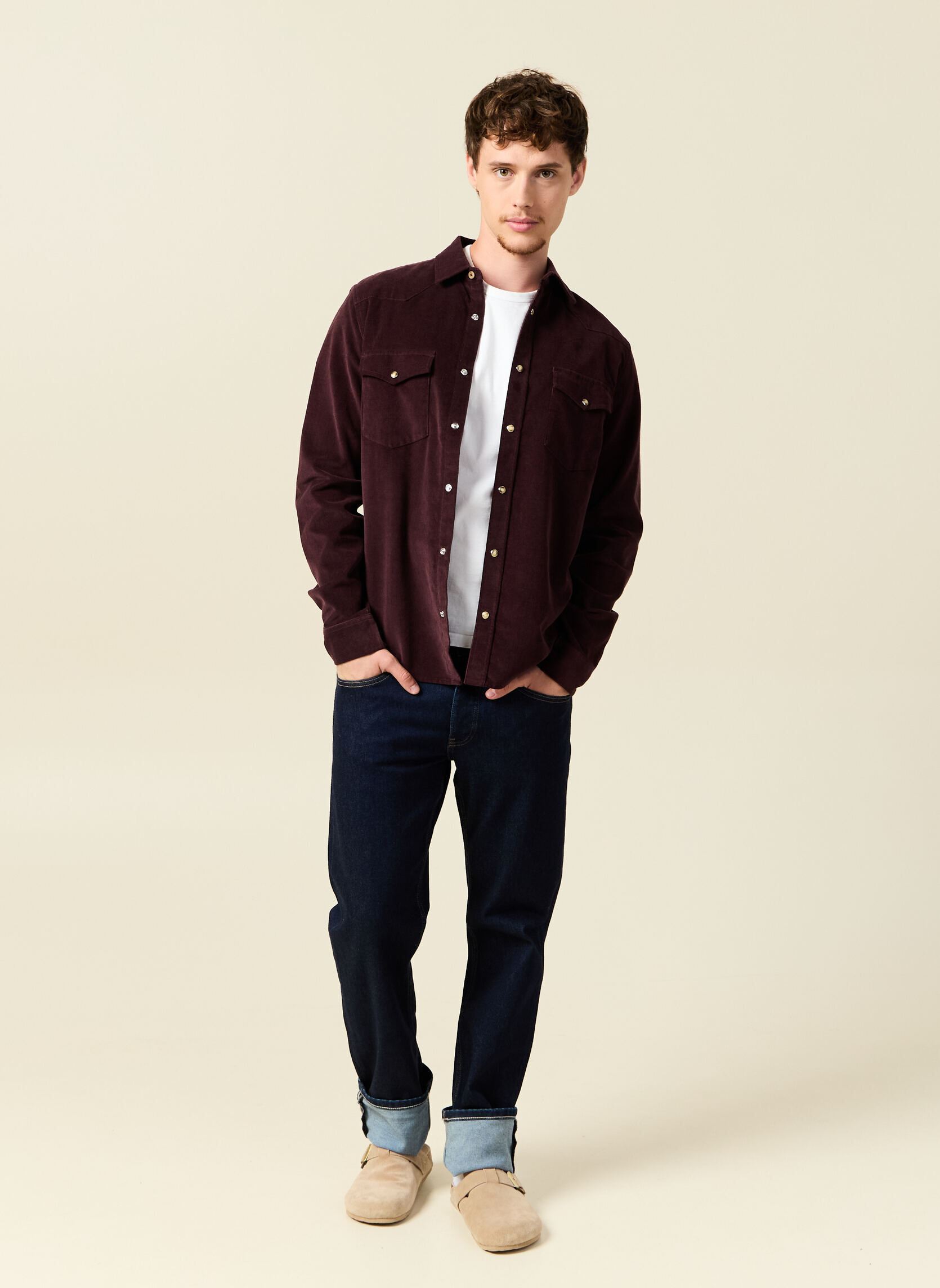 Camicie VELVETSTARH uomo bordeaux Bonobo Camicie VELVETSTARH uomo bordeaux FUDGE