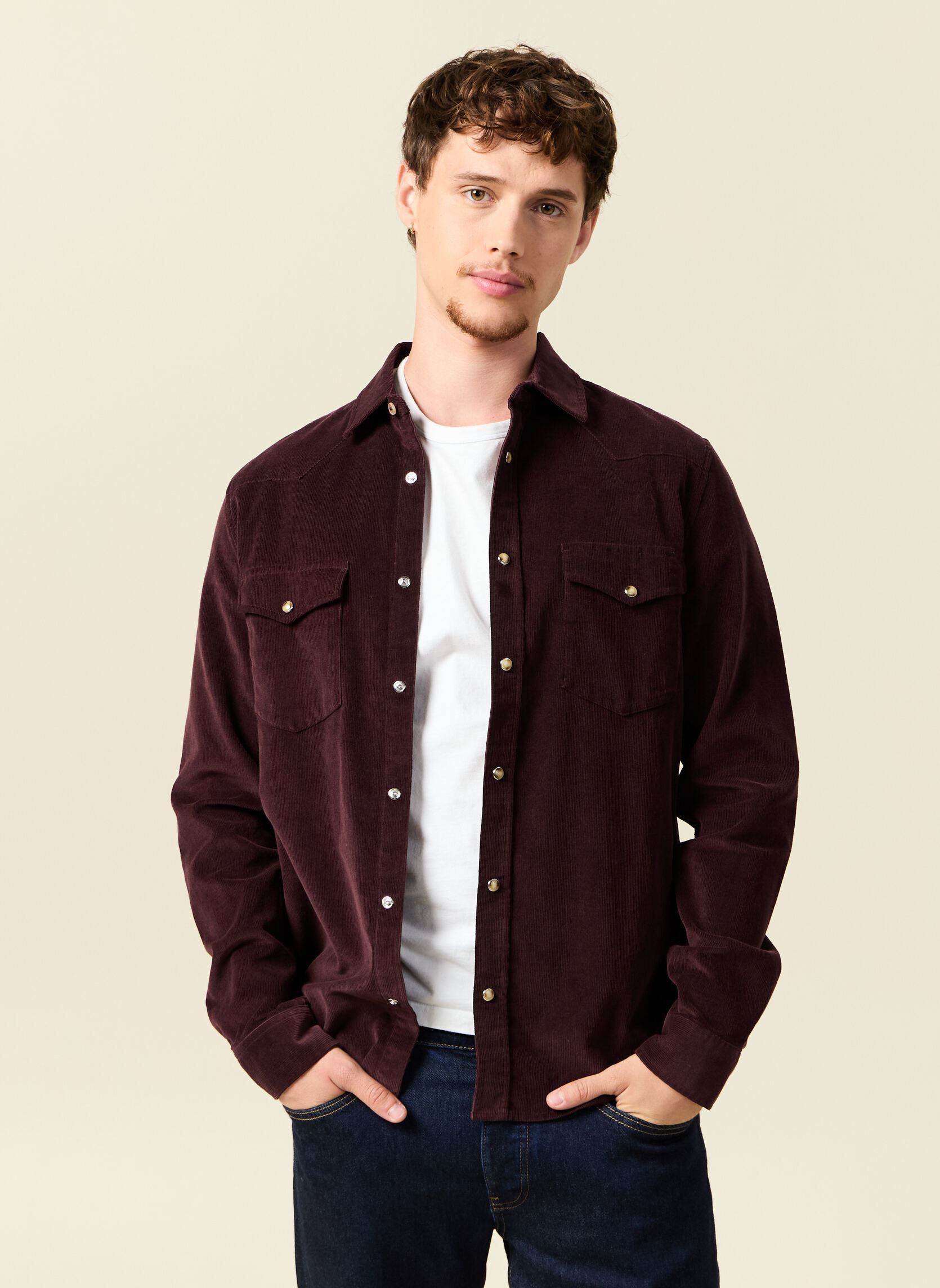 Camicie VELVETSTARH uomo bordeaux Bonobo Camicie VELVETSTARH uomo bordeaux FUDGE