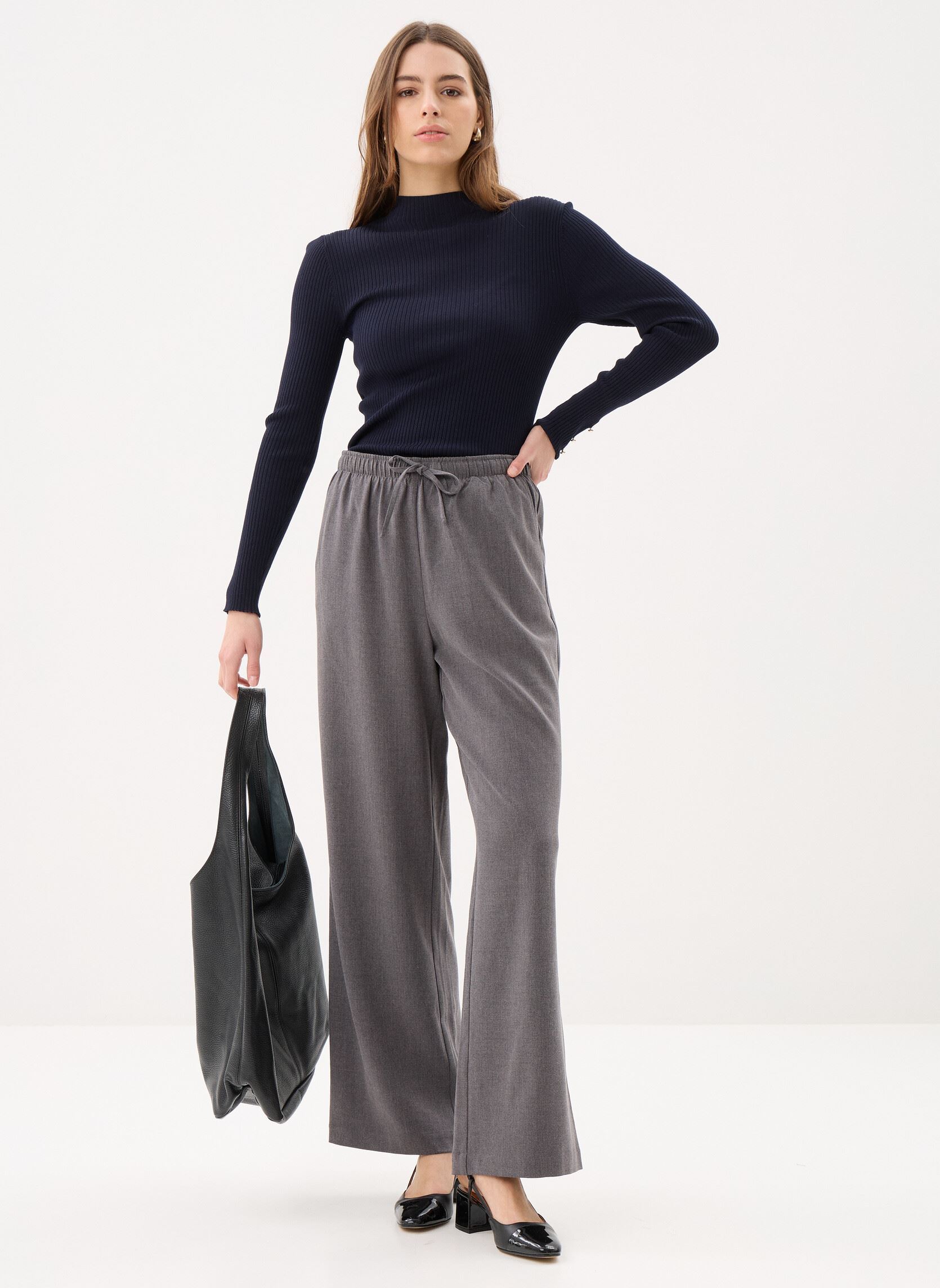 Wijde broeken PANTA-FLUIDE dames grijs Georgia Rose Wijde broeken PANTA-FLUIDE dames grijs MELANGE MEDIUM GREY