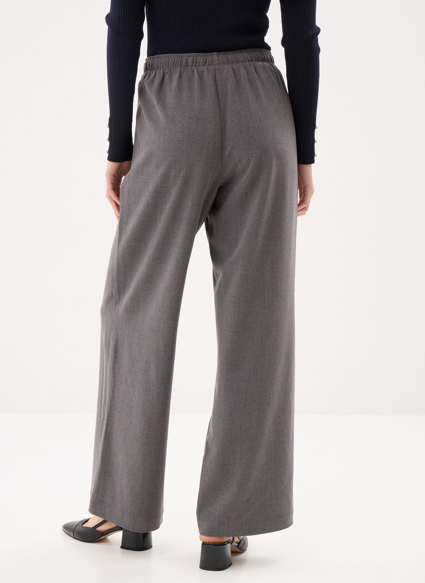 Wijde broeken PANTA-FLUIDE dames grijs Georgia Rose Wijde broeken PANTA-FLUIDE dames grijs MELANGE MEDIUM GREY