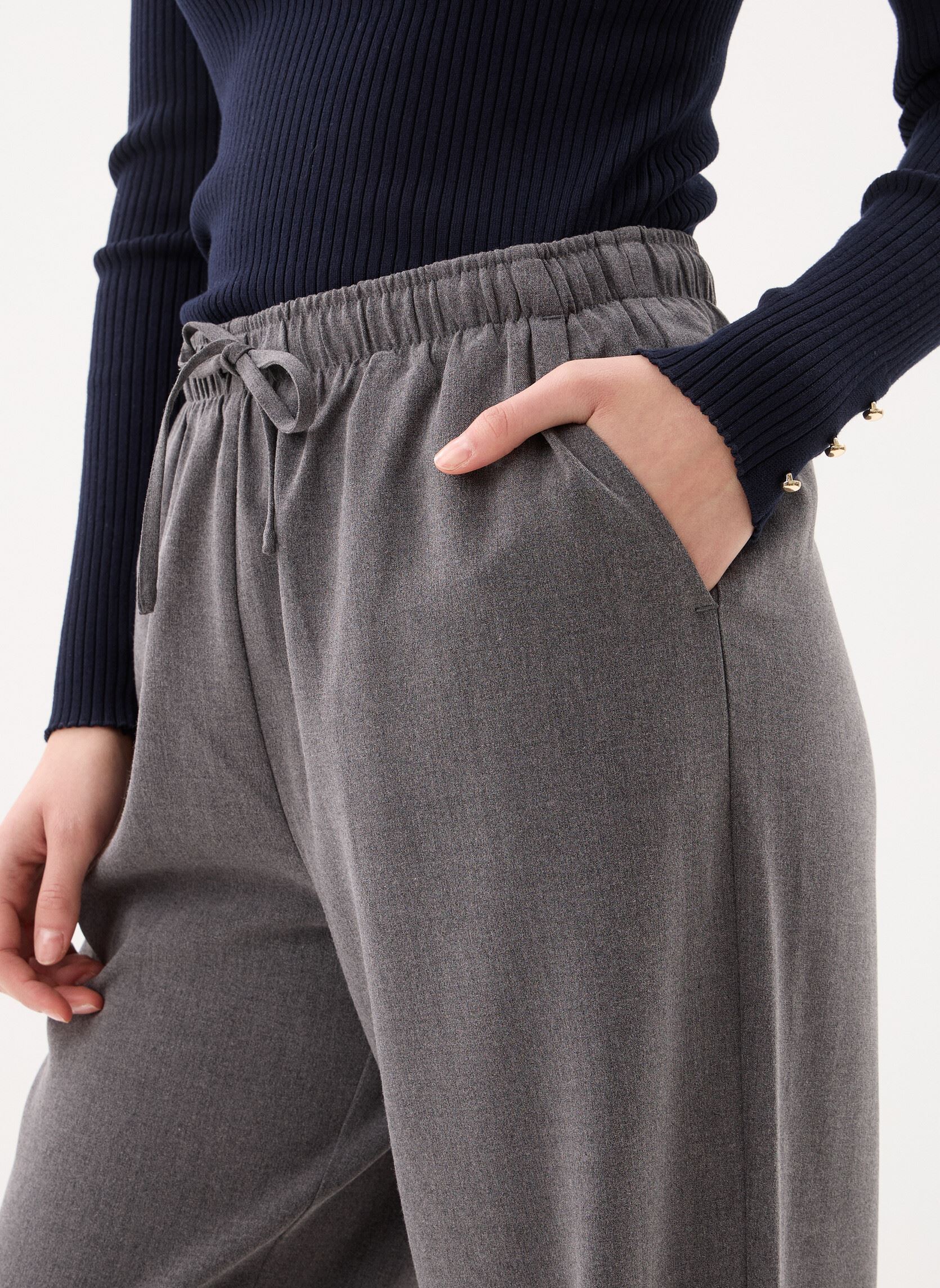 Wijde broeken PANTA-FLUIDE dames grijs Georgia Rose Wijde broeken PANTA-FLUIDE dames grijs MELANGE MEDIUM GREY
