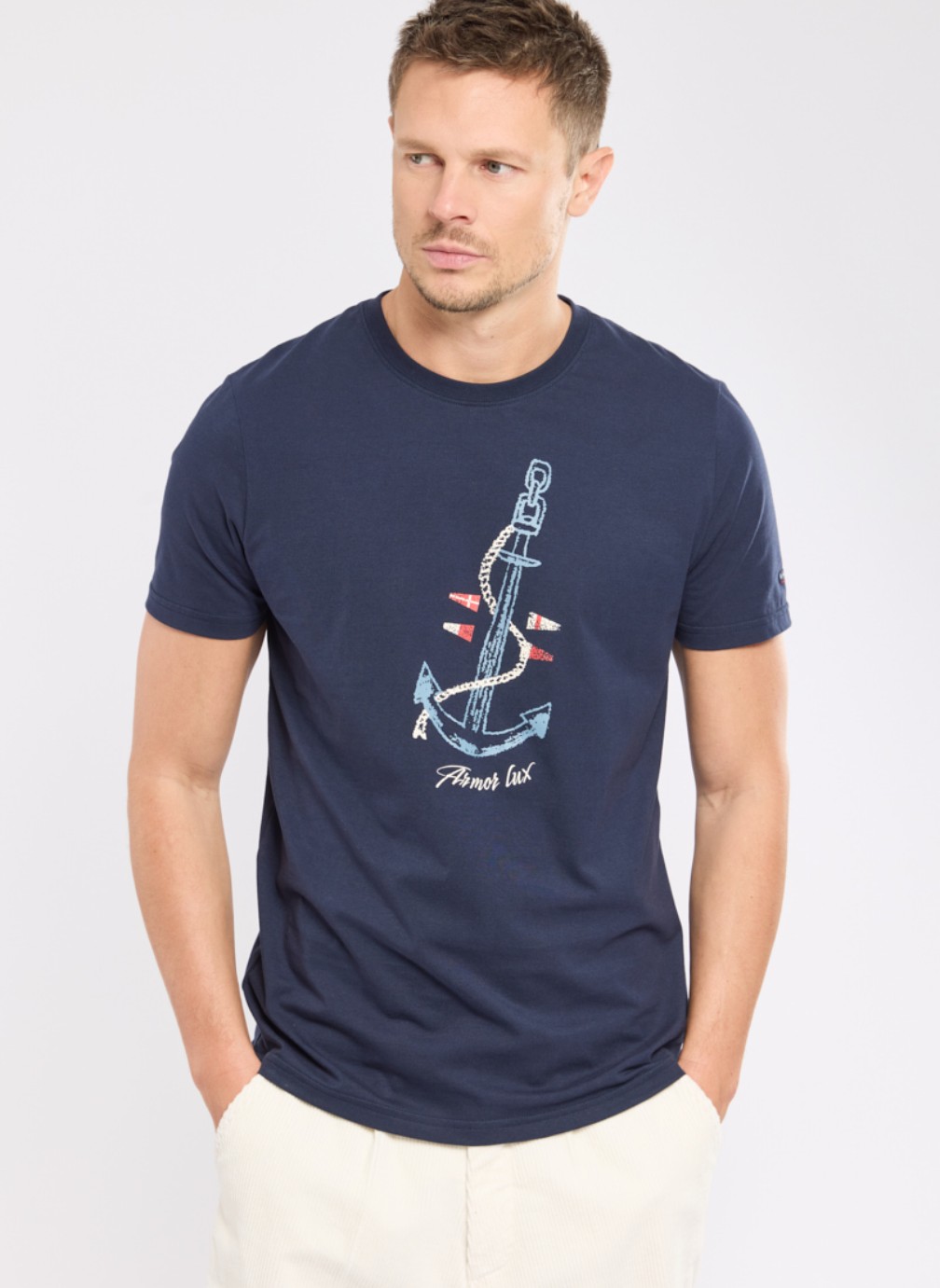 Armor-lux Callac Héritage Stripe T-Shirt Pale Olive/Milk Hos