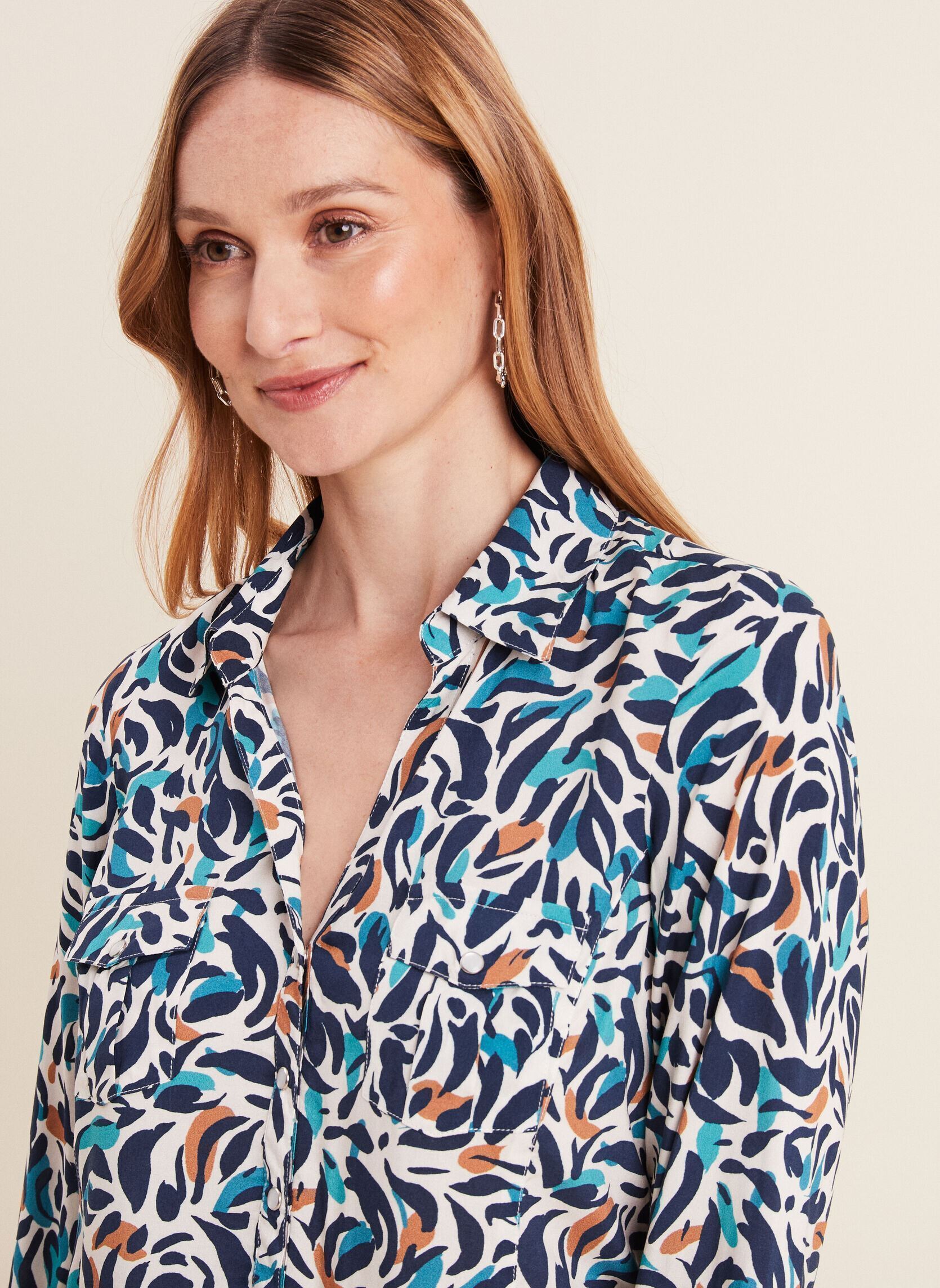 Langarm-Hemden CAMIPAINT damen blau Bréal Langarm-Hemden CAMIPAINT damen blau PAINT-DASH-BIG