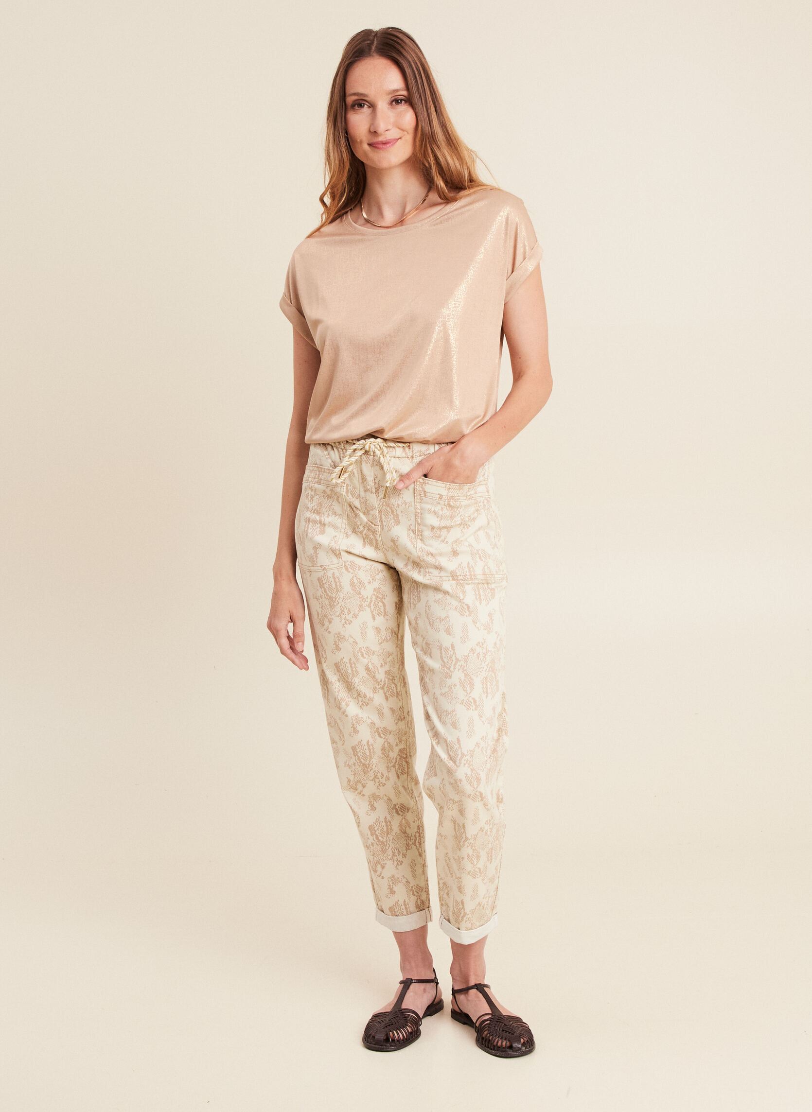 Pantalons chinos PEBATPRINT femme beige Bréal Pantalons chinos PEBATPRINT femme beige ANI-UNIPYTHON-SMALL