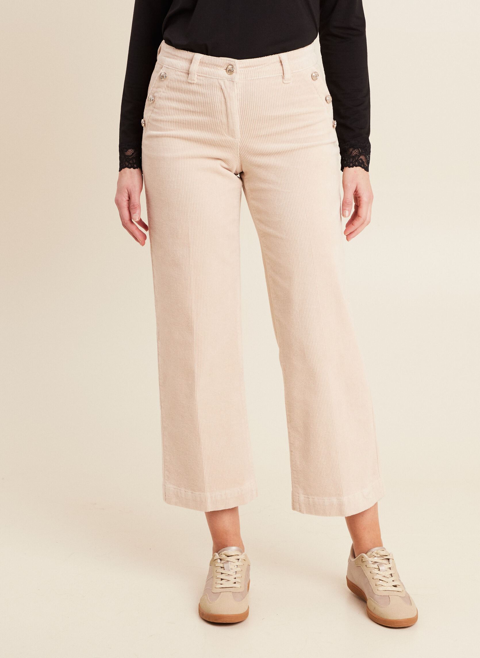 Pantalons larges PEVELPON femme beige Bréal Pantalons larges PEVELPON femme beige OATMEAL