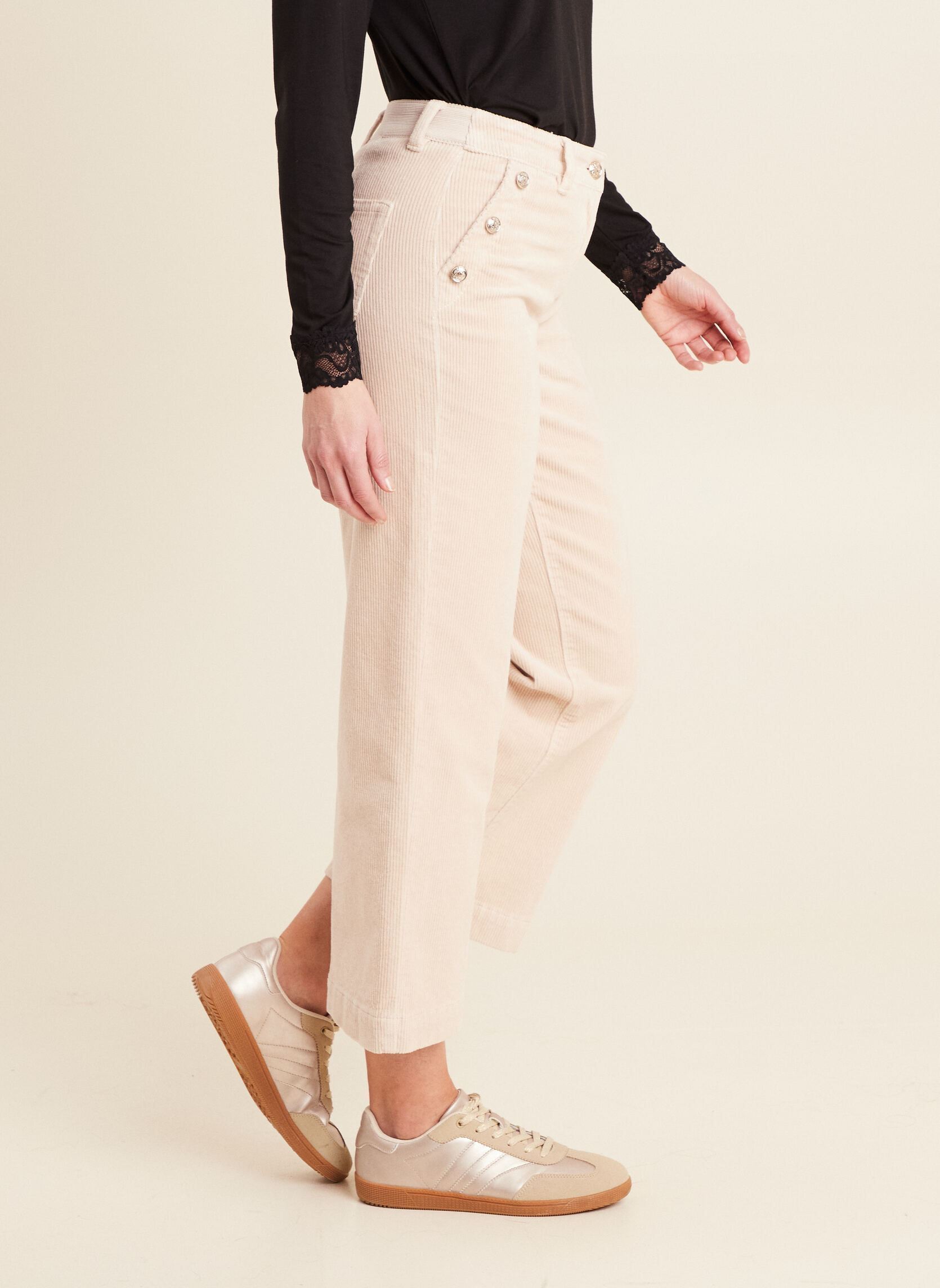 Pantalons larges PEVELPON femme beige Bréal Pantalons larges PEVELPON femme beige OATMEAL