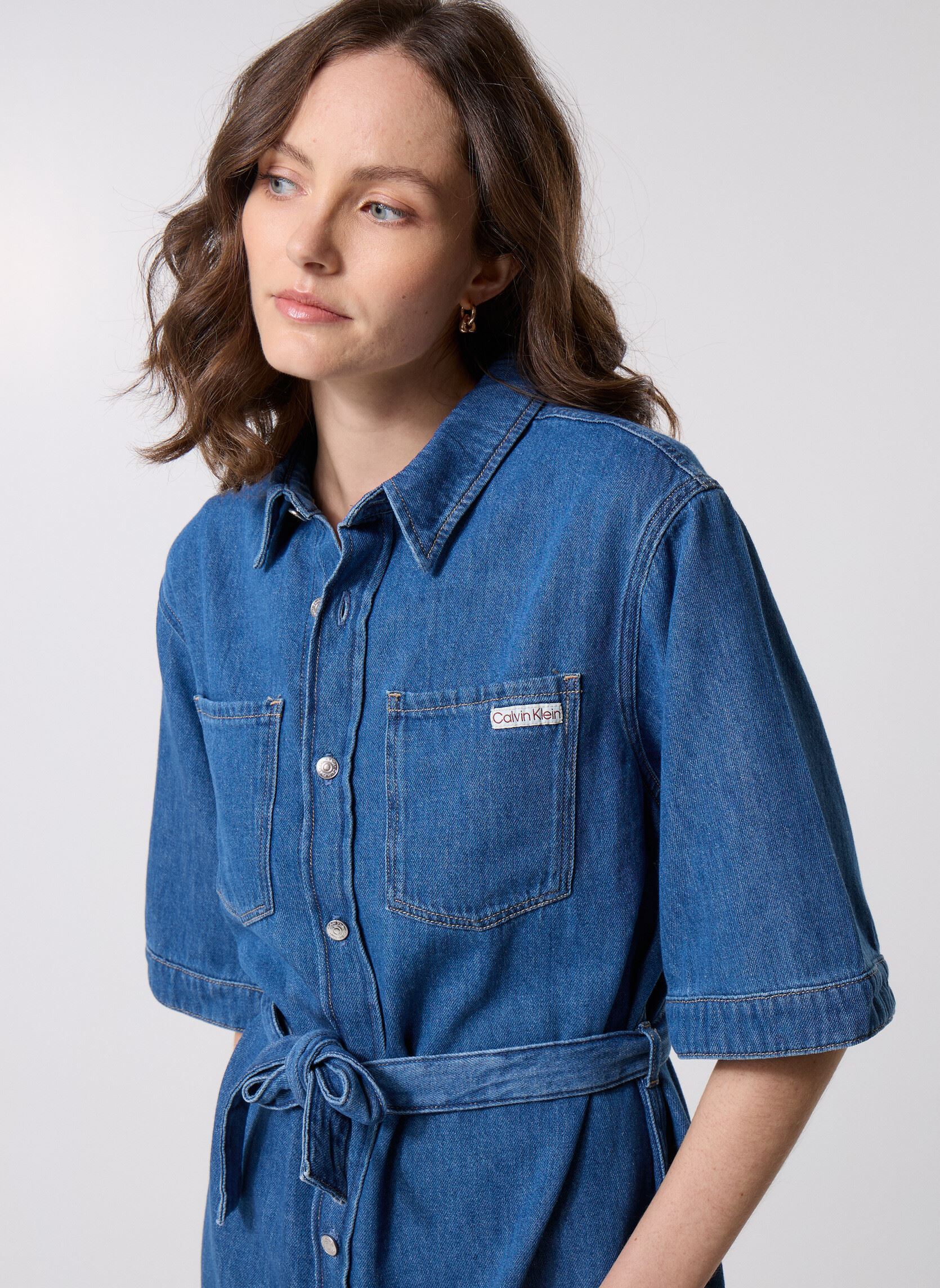 Jurken Linen Boxy Belted Sh J20J225169 dames blauw Calvin Klein Jeans Jurken Linen Boxy Belted Sh J20J225169 dames blauw DENIM MEDIUM