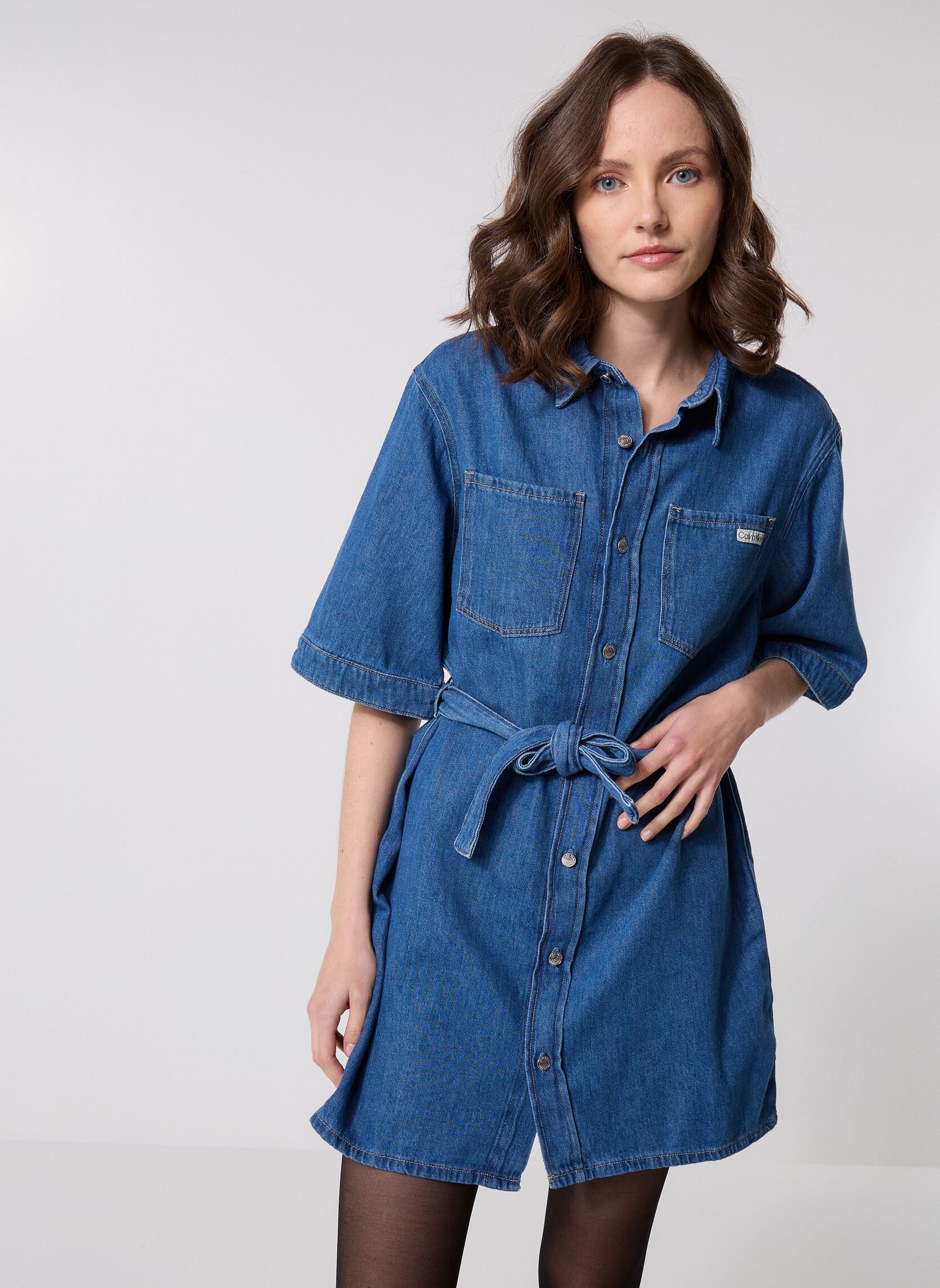 Robe courte Calvin Klein Jeans LINEN BOXY BELTED SHIRT DRESS EU - vue 2