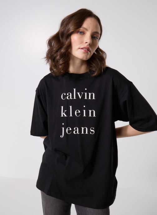 Calvin Klein Jeans Tee-shirts manches courtes Ss Ckj Logo Tee LV047B827G femme noir