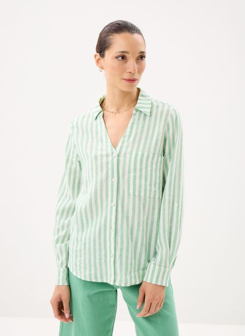 MADE BY Chemises manches longues CHEMISE-LIN rayures 2 femme vert