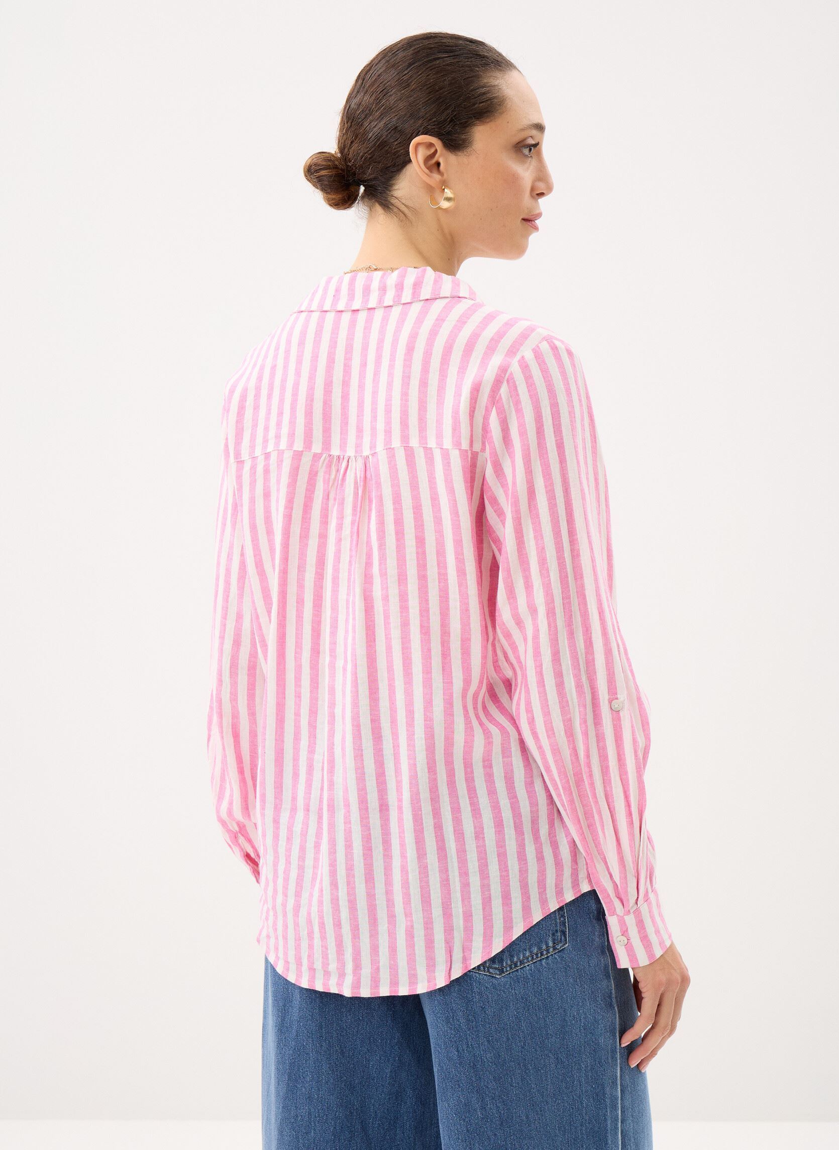 Langarm-Hemden CHEMISE-LIN rayures 2 damen rosa MADE BY Langarm-Hemden CHEMISE-LIN rayures 2 damen rosa RAY-BASILIN-P