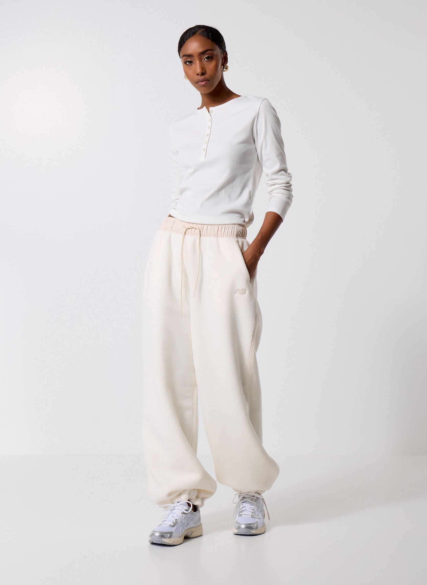 Bas de jogging High Pile Fleece Pant femme blanc New Balance Bas de jogging High Pile Fleece Pant femme blanc Permafrost