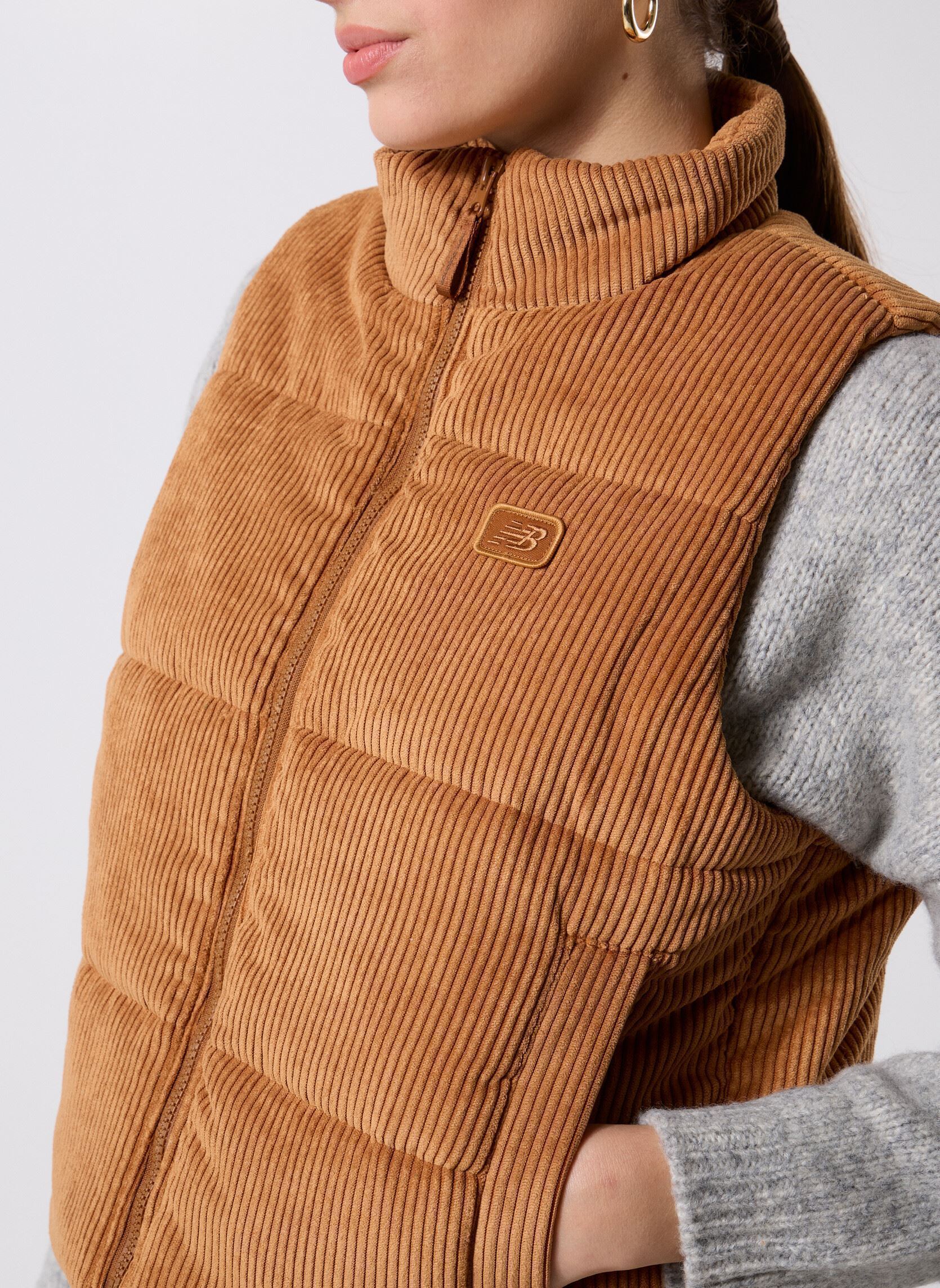 Gilet Sans Manches Résumé Copenhagen – Taille Unique, Velours Côtelé Matelassé Cognac