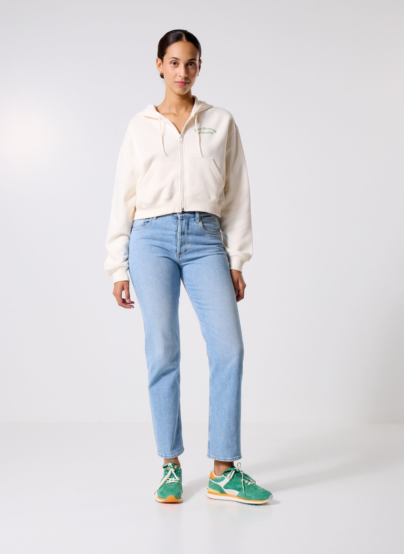 Sweats zippés Linear Heritage Fleece Full Zip femme blanc New Balance Sweats zippés Linear Heritage Fleece Full Zip femme blanc Permafrost