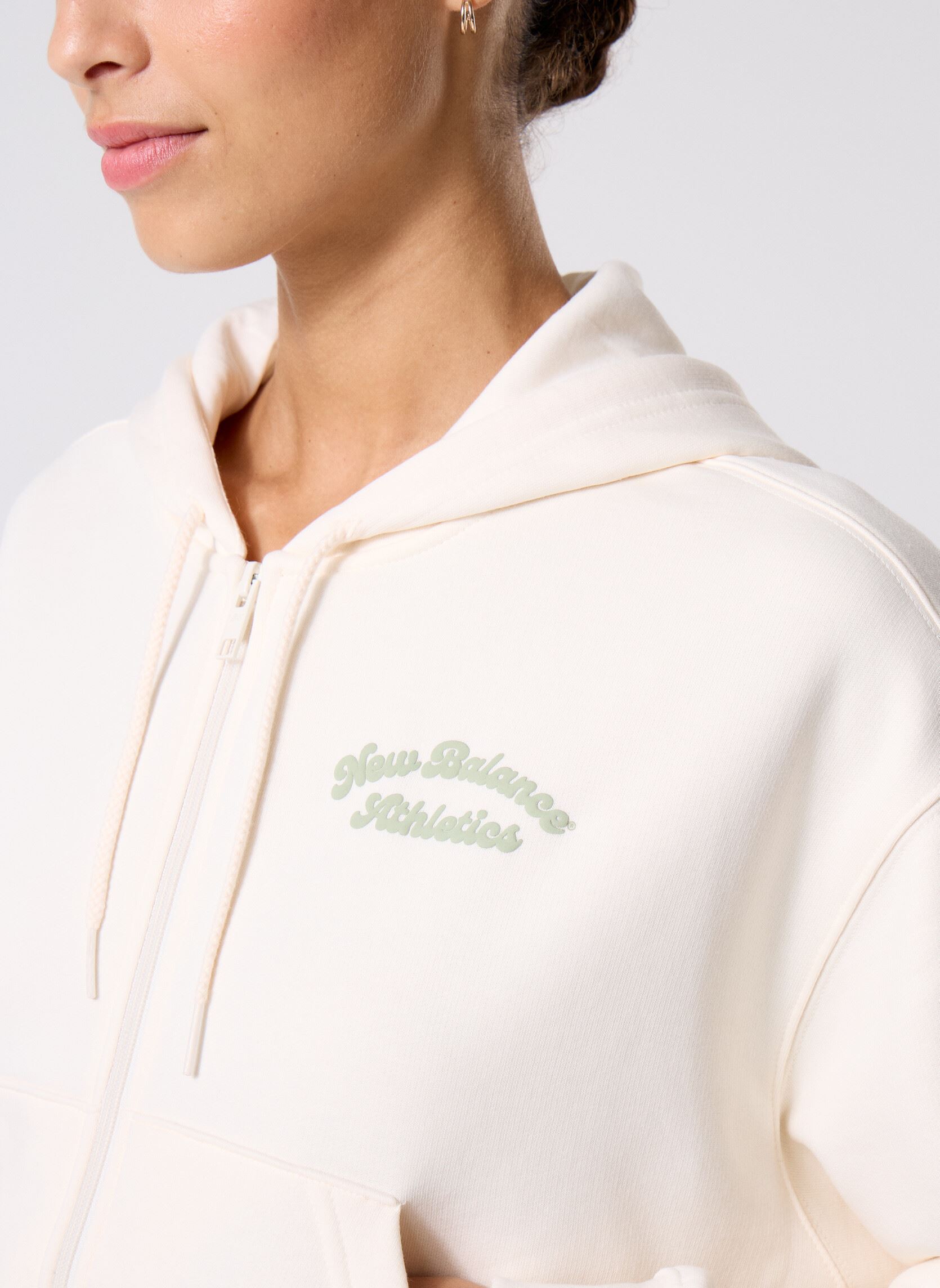 Sweats zippés Linear Heritage Fleece Full Zip femme blanc New Balance Sweats zippés Linear Heritage Fleece Full Zip femme blanc Permafrost