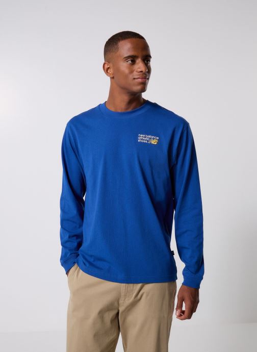 New Balance T-shirts met lange mouwen Athletics Premium Back Logo Long Sleeve heren blauw