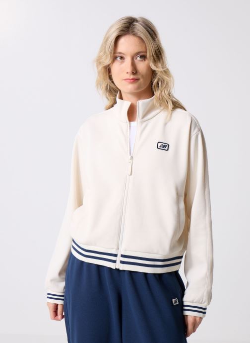 New Balance Vestes de survêtement Post Season Pique Track Jacket femme blanc