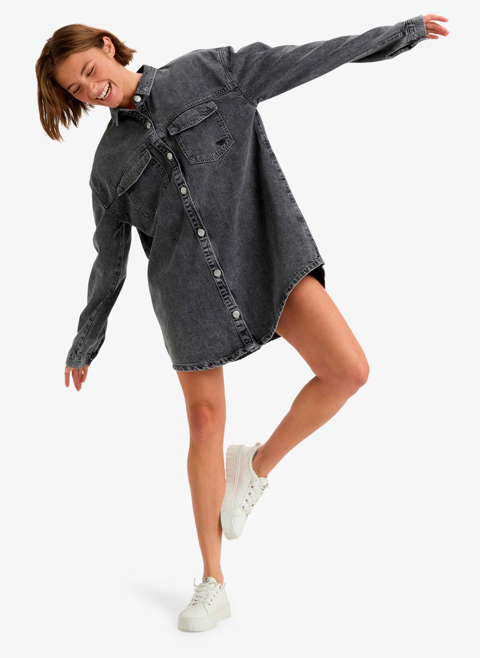 Overhemdjurken Tidal Moon dames grijs Roxy Overhemdjurken Tidal Moon dames grijs MID GREY