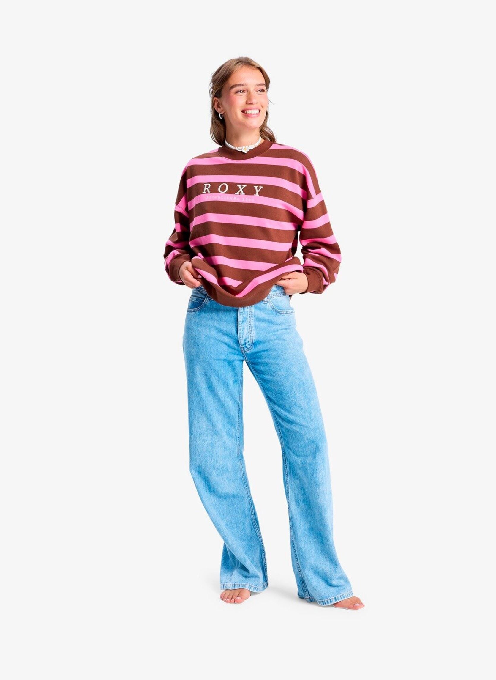 Sudaderas Strictly Stripes Oversized mujer marrón Roxy Sudaderas Strictly Stripes Oversized mujer marrón TIRAMISU STRICTLY STRIPE
