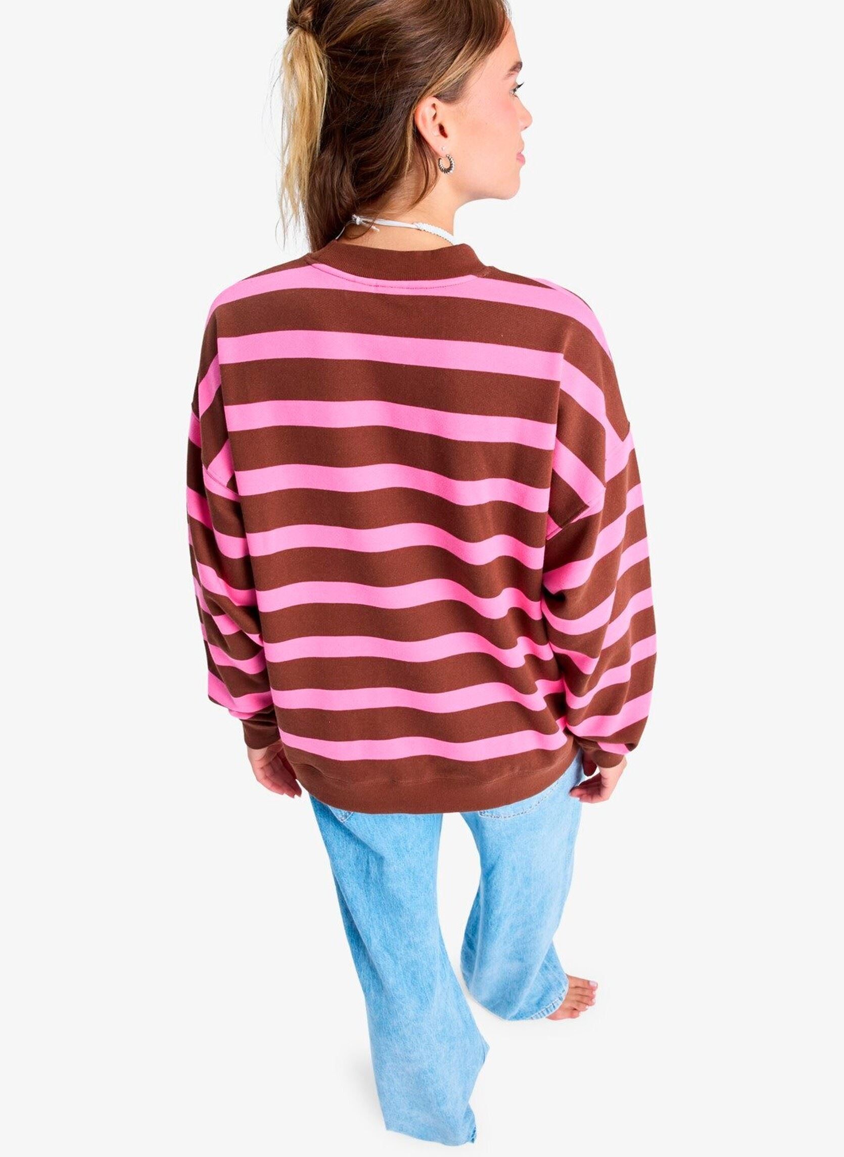 Sudaderas Strictly Stripes Oversized mujer marrón Roxy Sudaderas Strictly Stripes Oversized mujer marrón TIRAMISU STRICTLY STRIPE